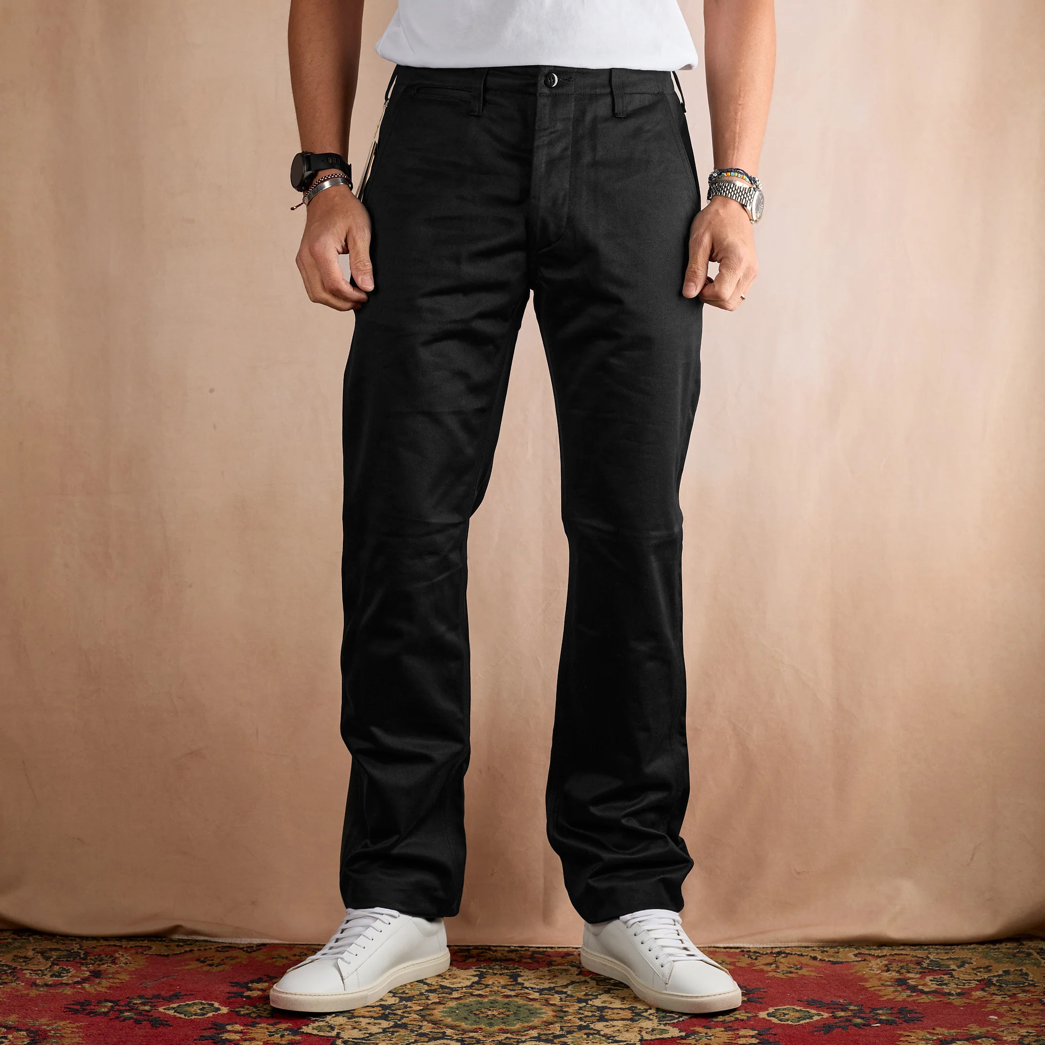 the real mccoy's | joe mccoy blue seal chino trousers - black - Image 2