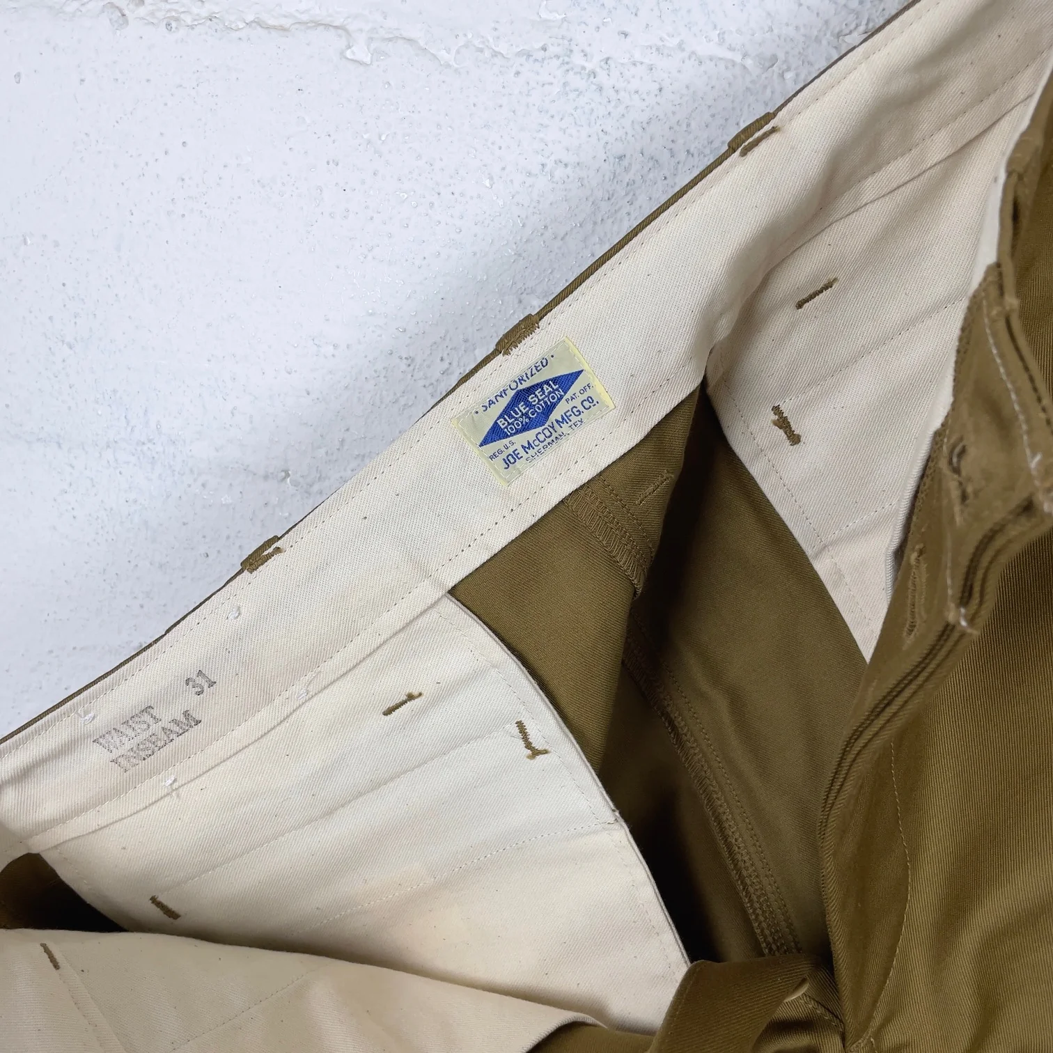 the real mccoy's | joe mccoy blue seal chino trousers - khaki - Image 3