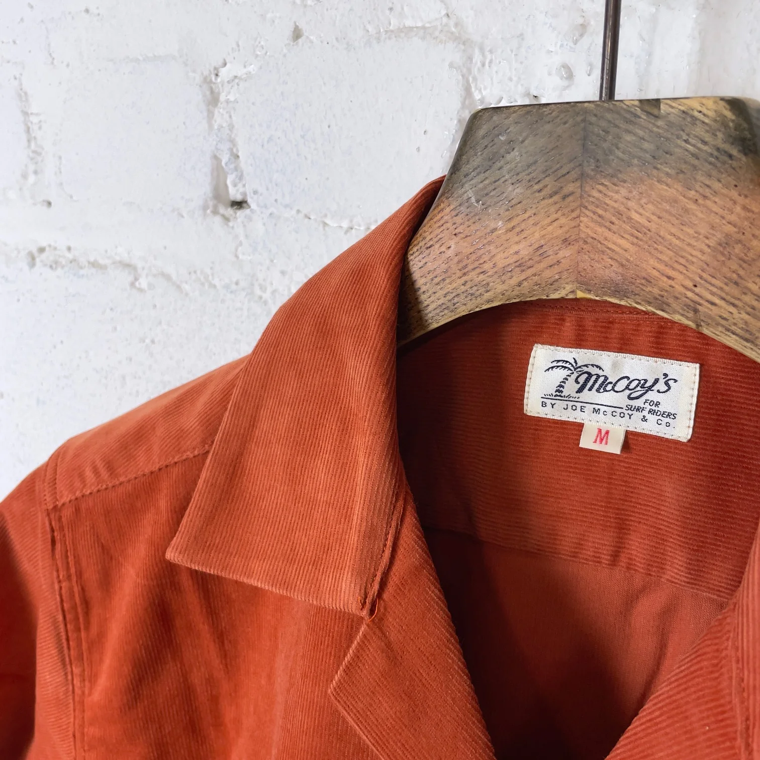 the real mccoy's | open collar resort s-s shirt - summer corduroy salmon - Image 3