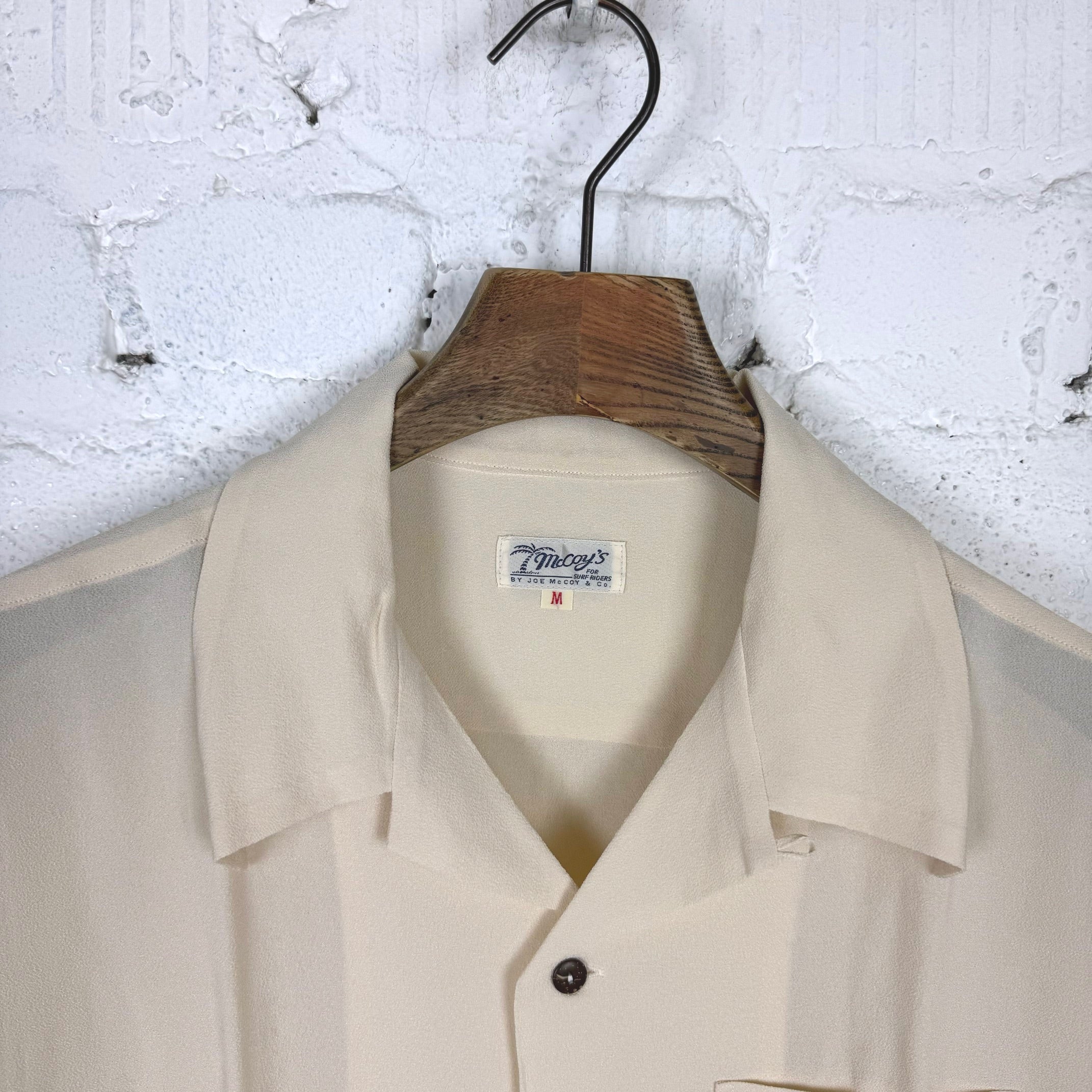 the real mccoy's | silk rayon open collar shirt - ecru - Image 3
