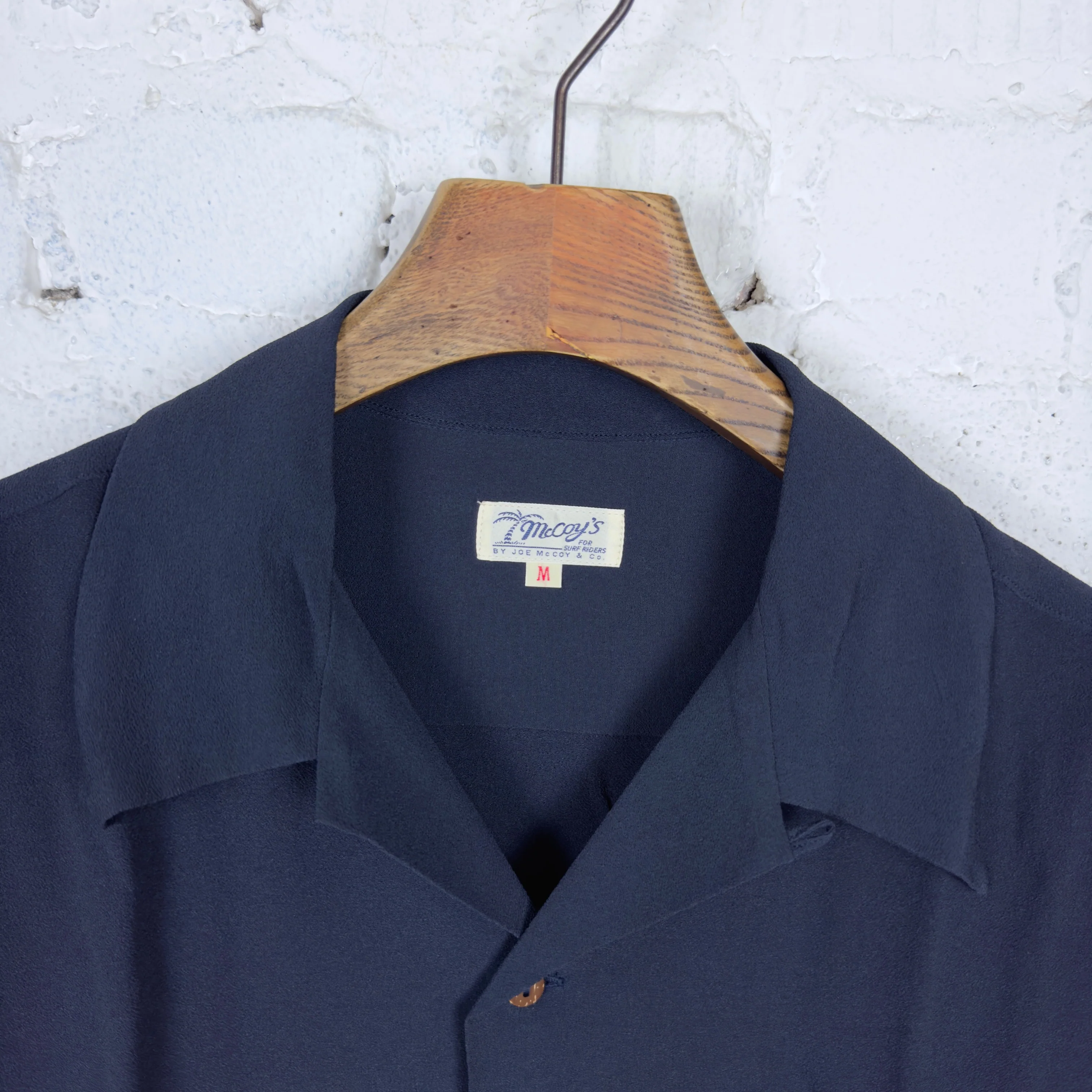 the real mccoy's | silk rayon open collar shirt - navy - Image 2
