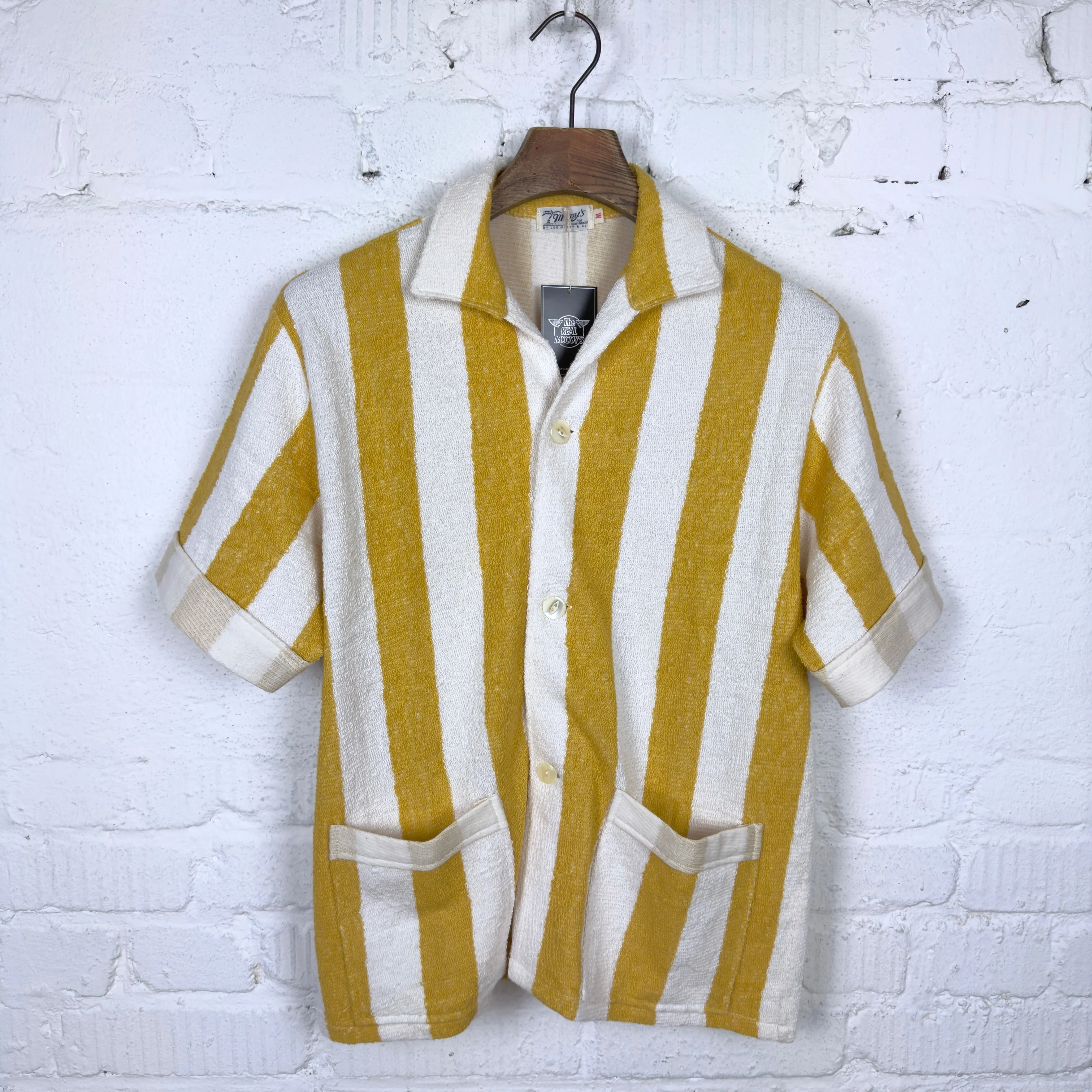 the real mccoy's | stripe cotton pile beach shirt yellow