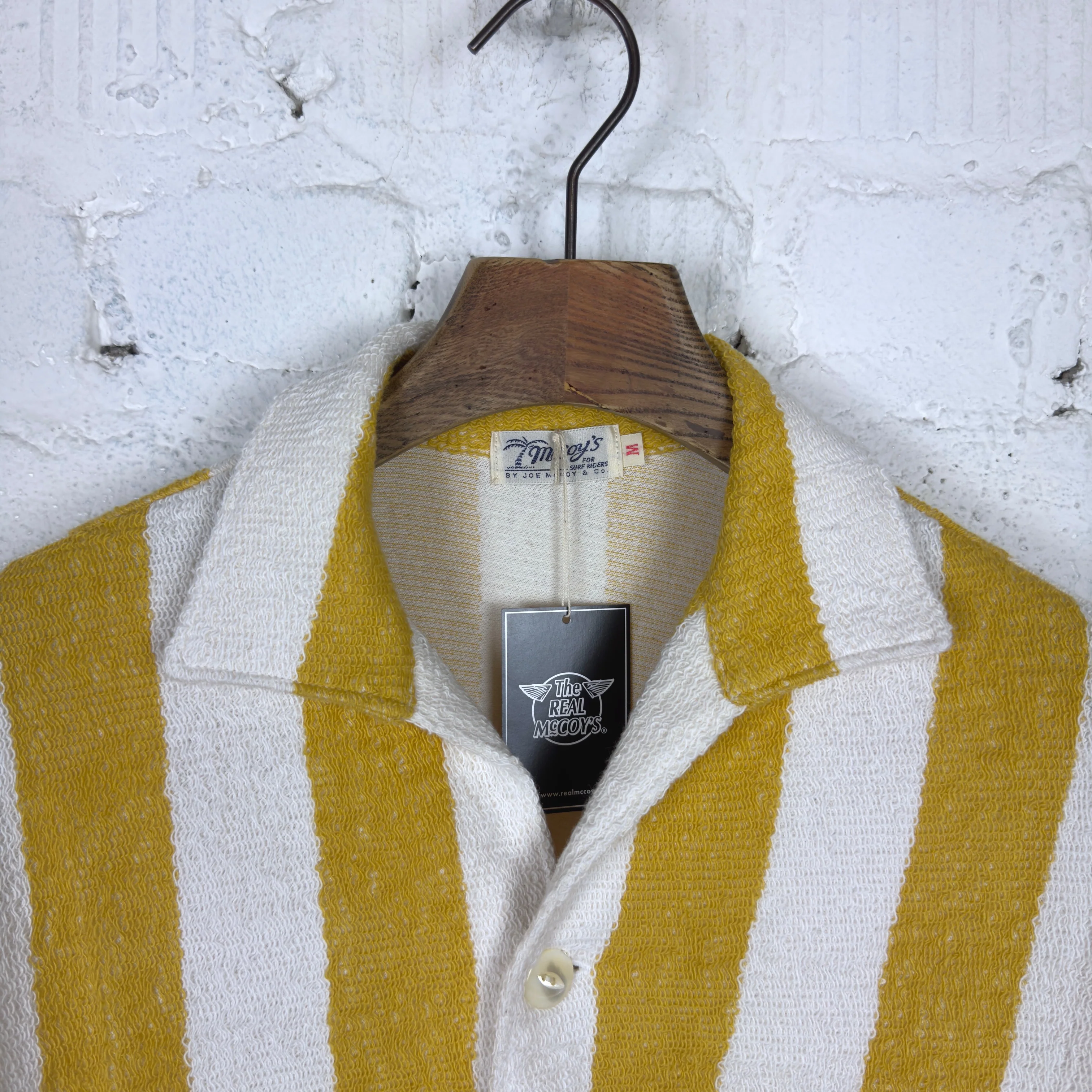 the real mccoy's | stripe cotton pile beach shirt yellow - Image 2