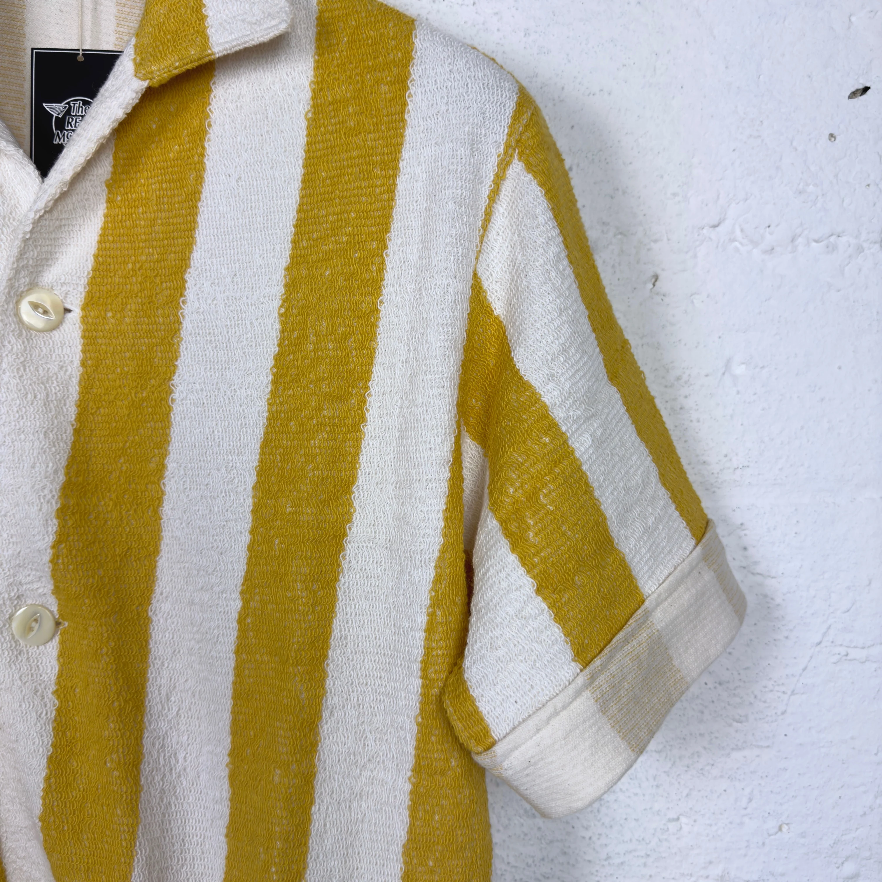 the real mccoy's | stripe cotton pile beach shirt yellow - Image 3