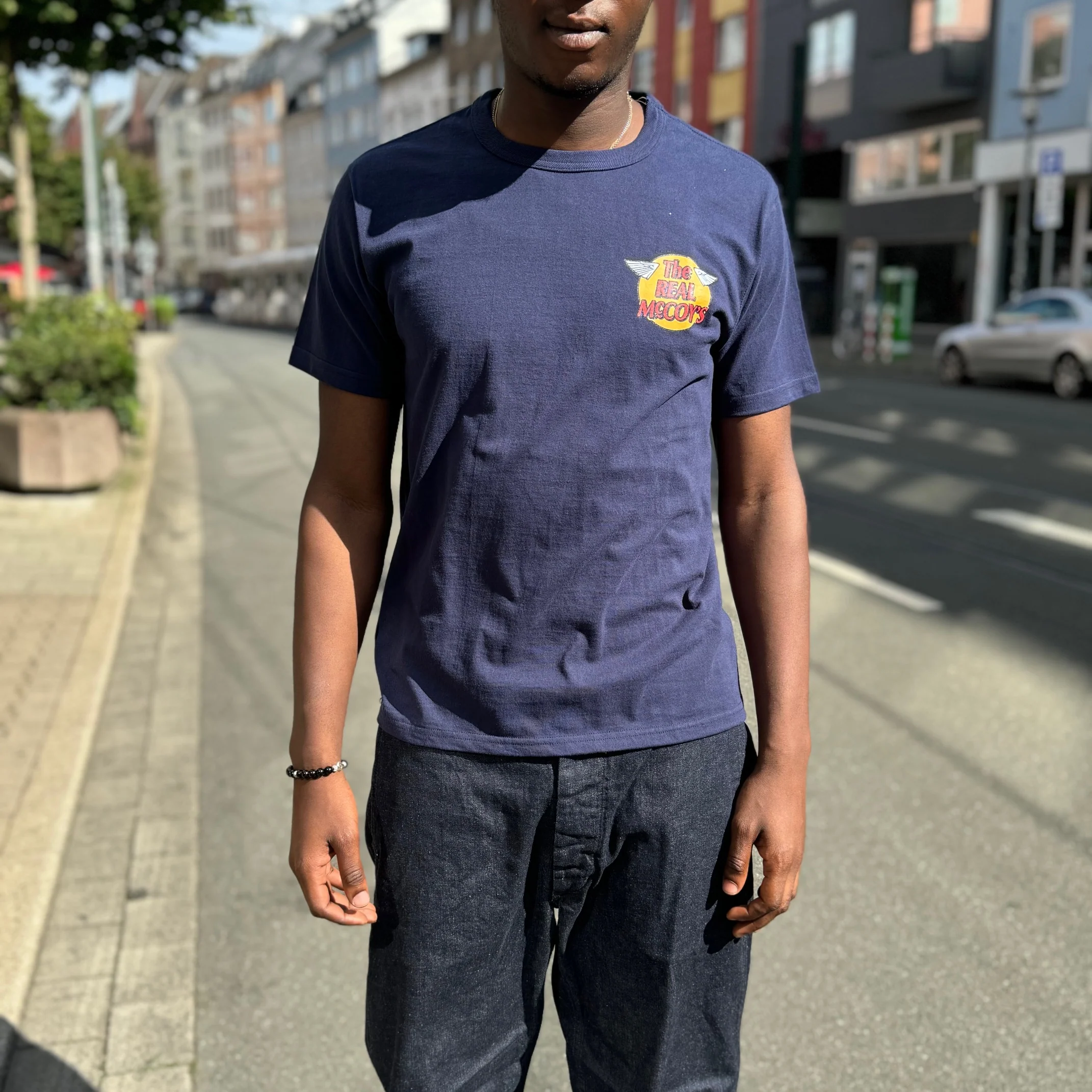 the real mccoy's | the real mccoy's logo tee s-s navy - Image 2