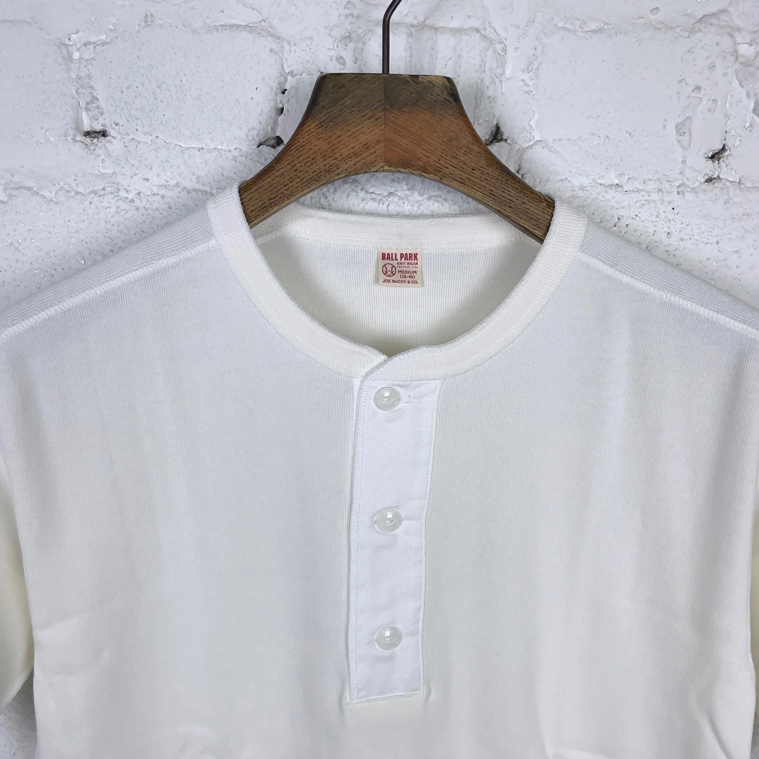 the real mccoy's | union henley undershirt s-s white - Image 4