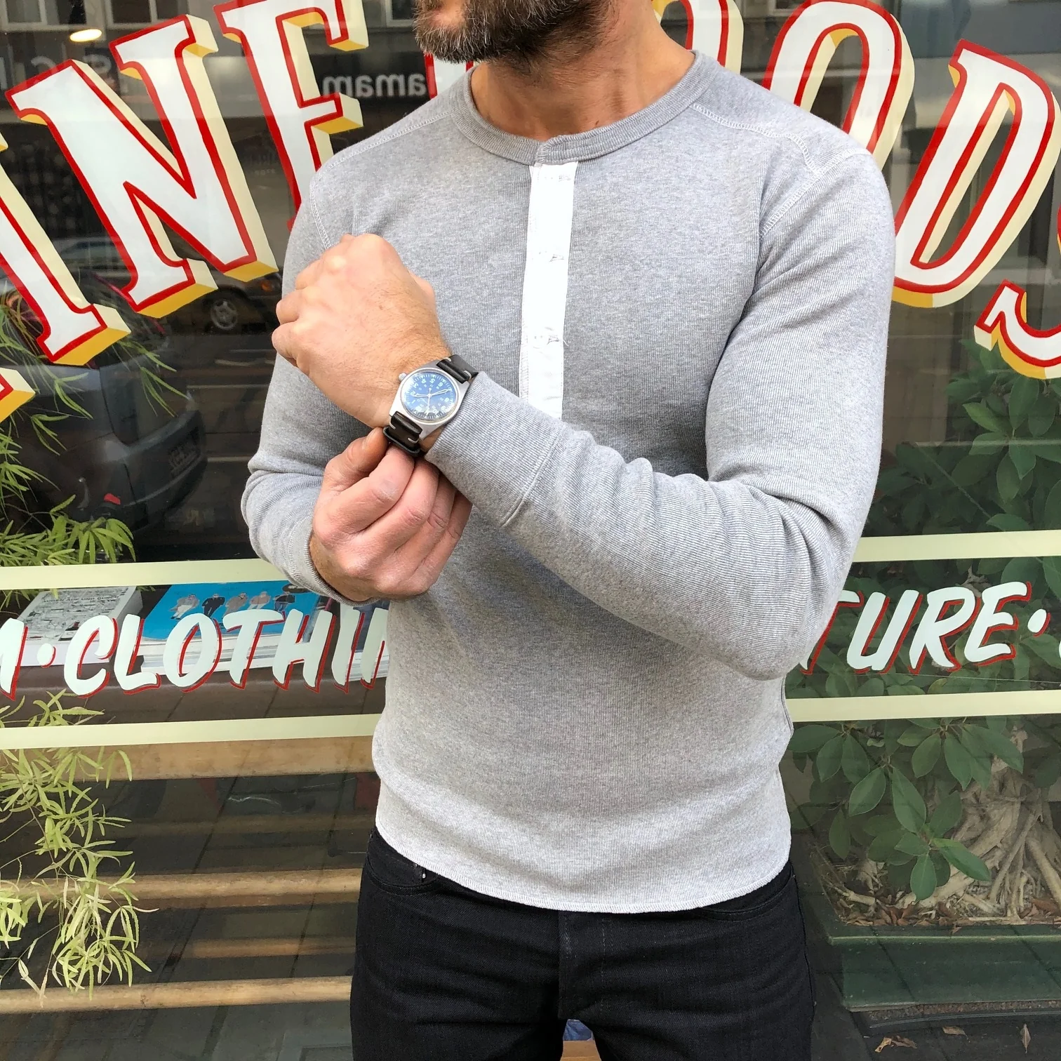 the real mccoy's | union henley undershirt shirt l-s grey - Image 2