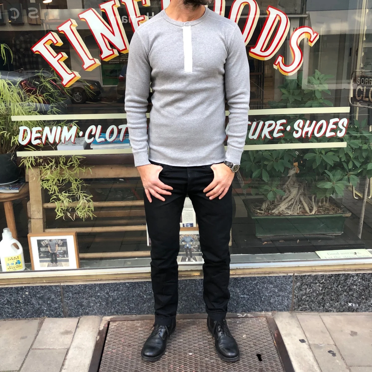 the real mccoy's | union henley undershirt shirt l-s grey - Image 3