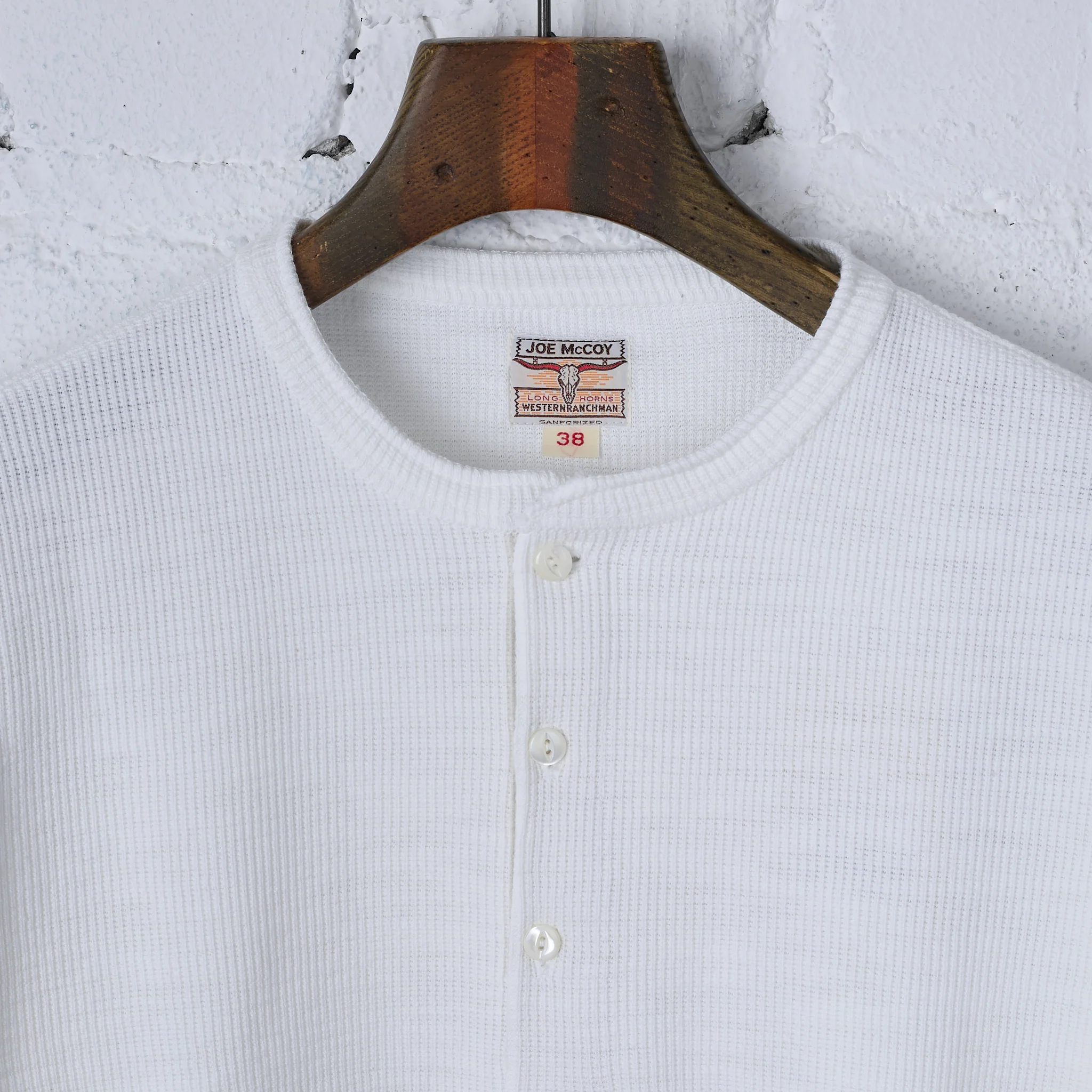 the real mccoy's | western cardigan stitch henley shirt white - Image 2