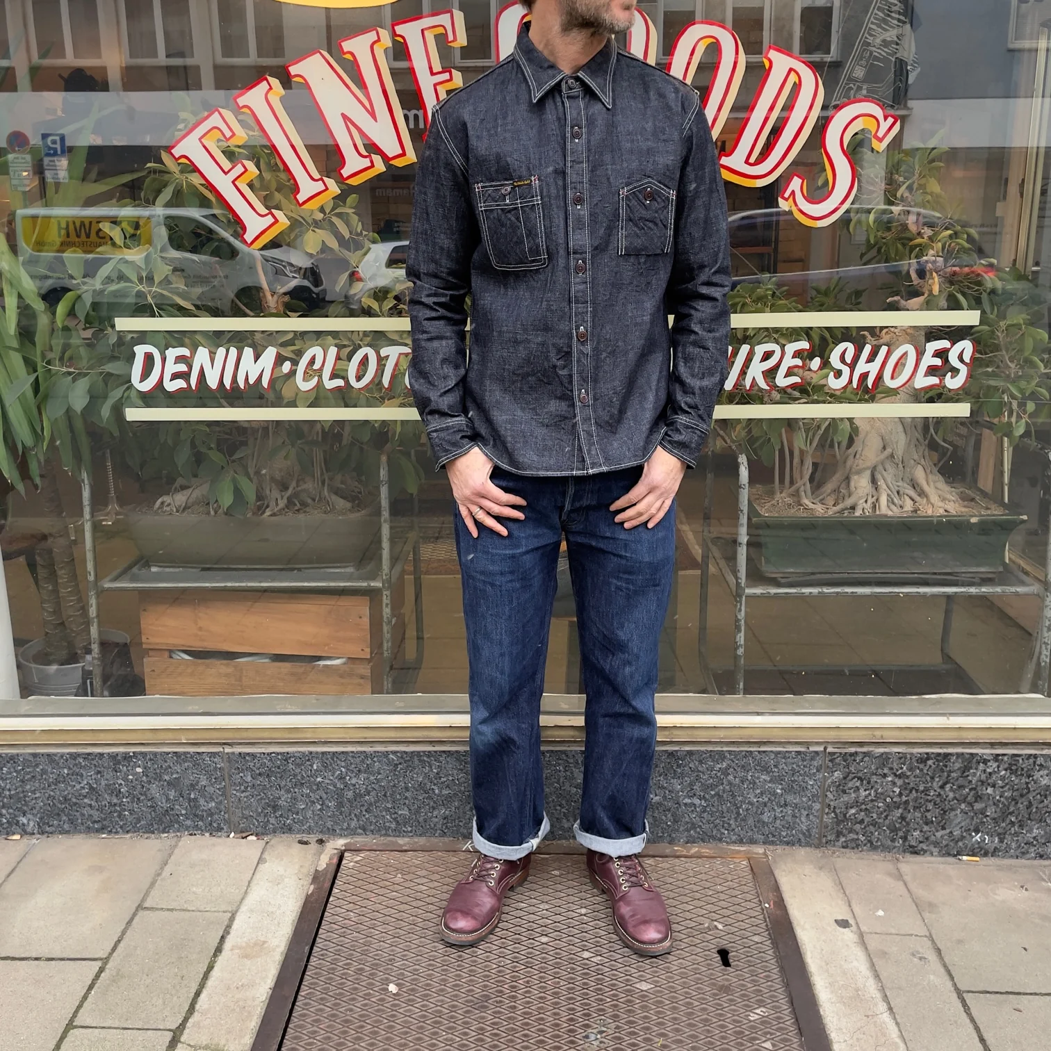 the strike gold | sgs001 10oz slub selvedge denim work shirt - Image 2