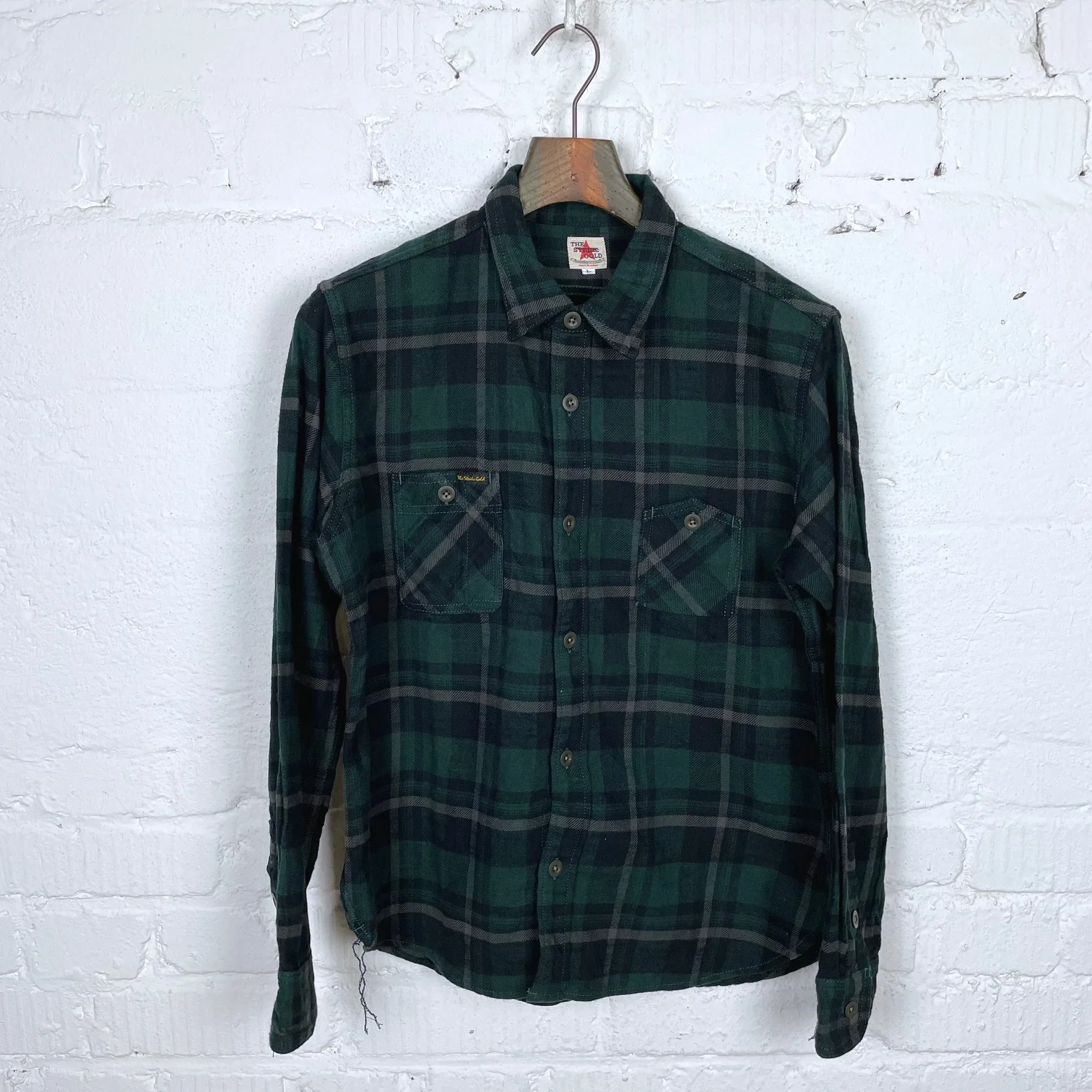 the strike gold | sgs2202 brushed flannel check work shirt green
