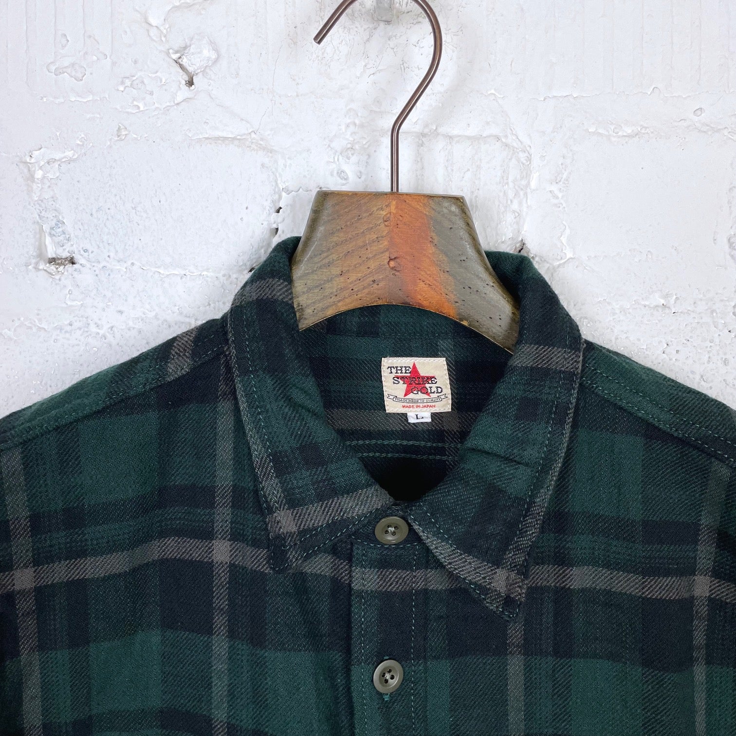 the strike gold | sgs2202 brushed flannel check work shirt green - Image 2