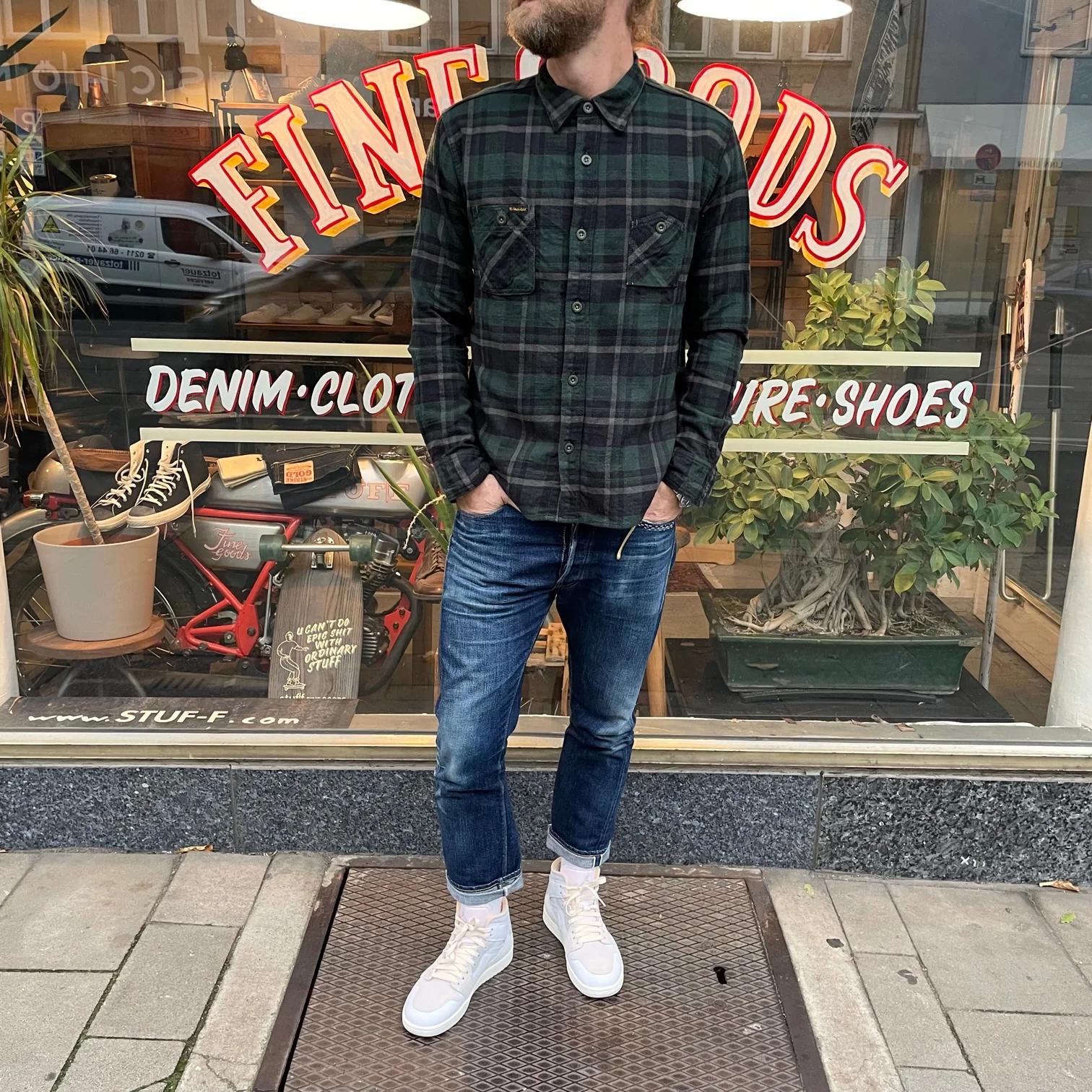 the strike gold | sgs2202 brushed flannel check work shirt green - Image 4