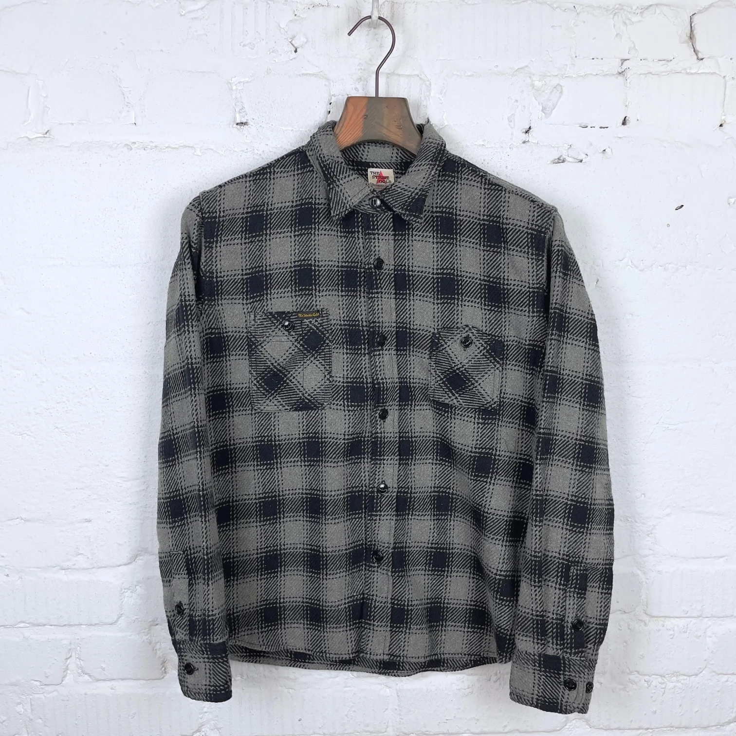 the strike gold | sgs2203 recycled cotton flannel mixed nep check work shirt gray