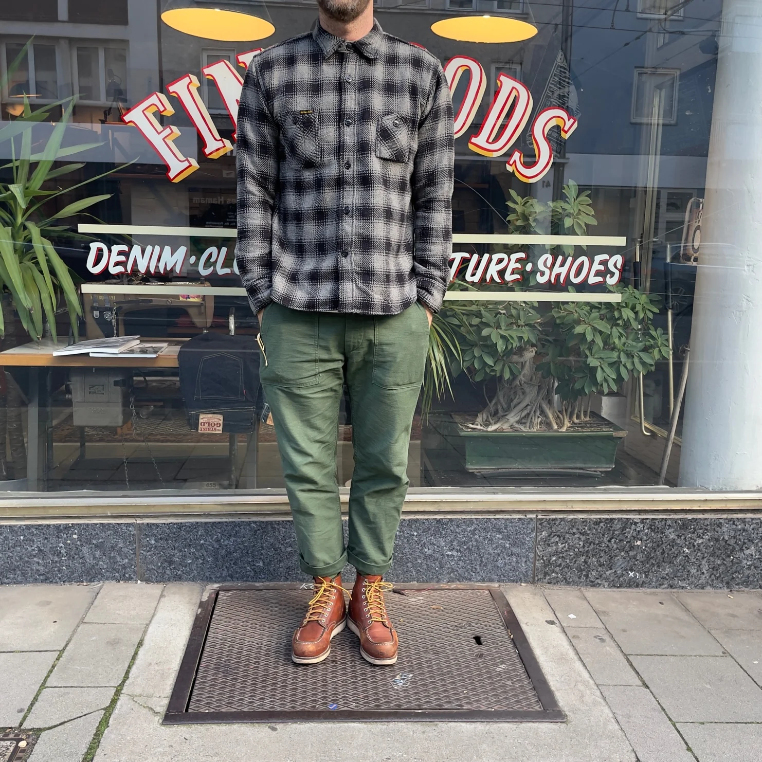 the strike gold | sgs2203 recycled cotton flannel mixed nep check work shirt gray - Image 3