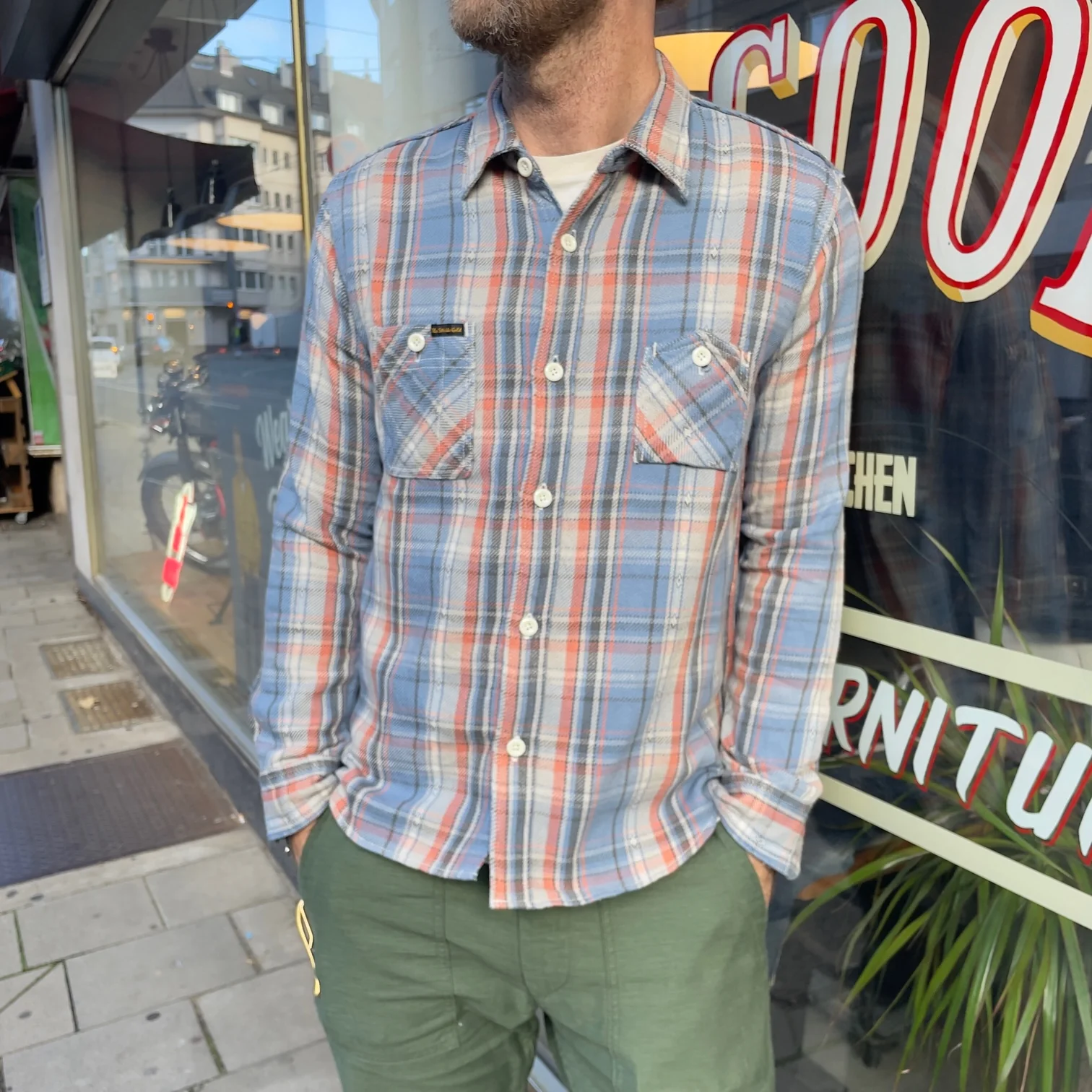 the strike gold | sgs2305 loose nel check work shirt - blue - Image 3