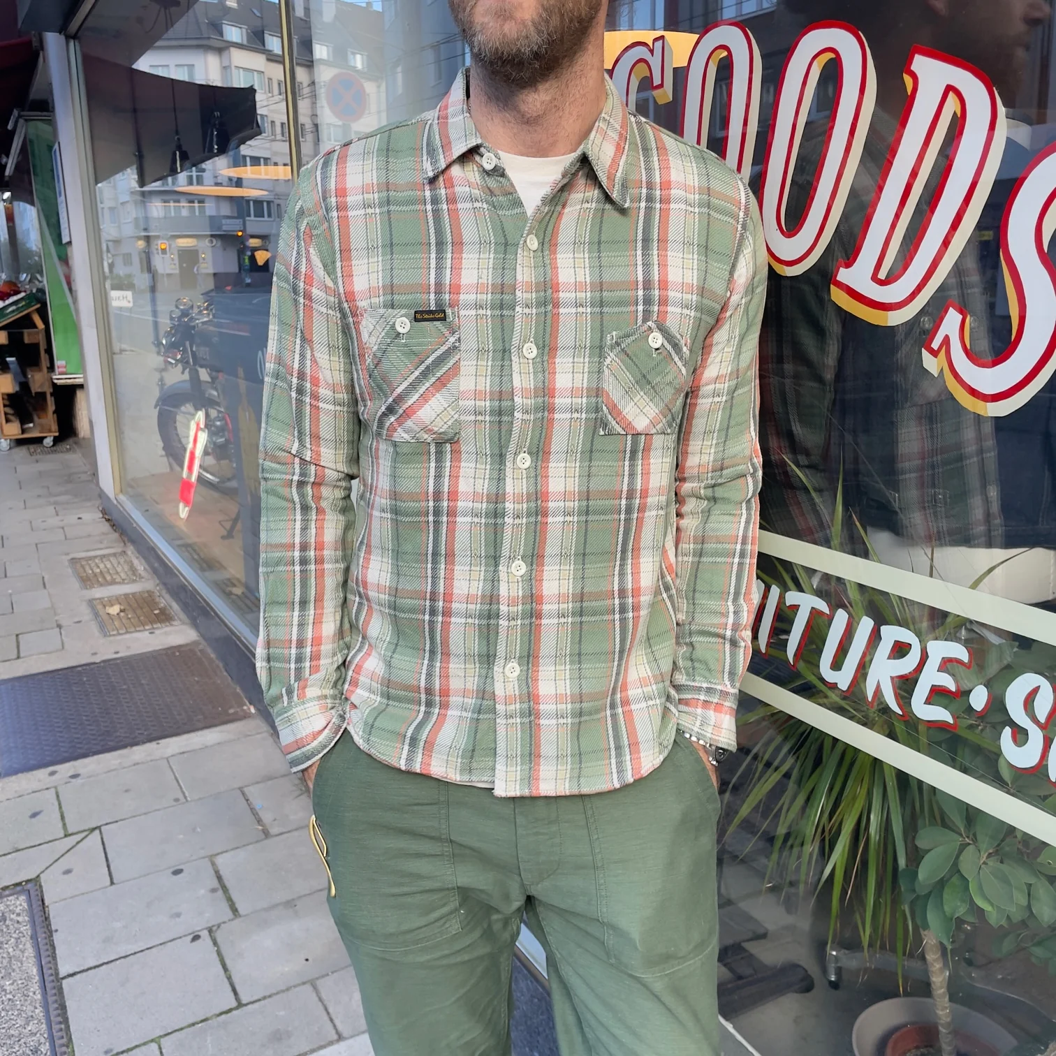 the strike gold | sgs2305 loose nel check work shirt - green - Image 3