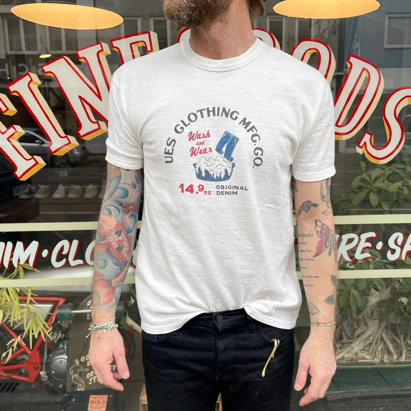 ues | denim wash t-shirt white - Image 3