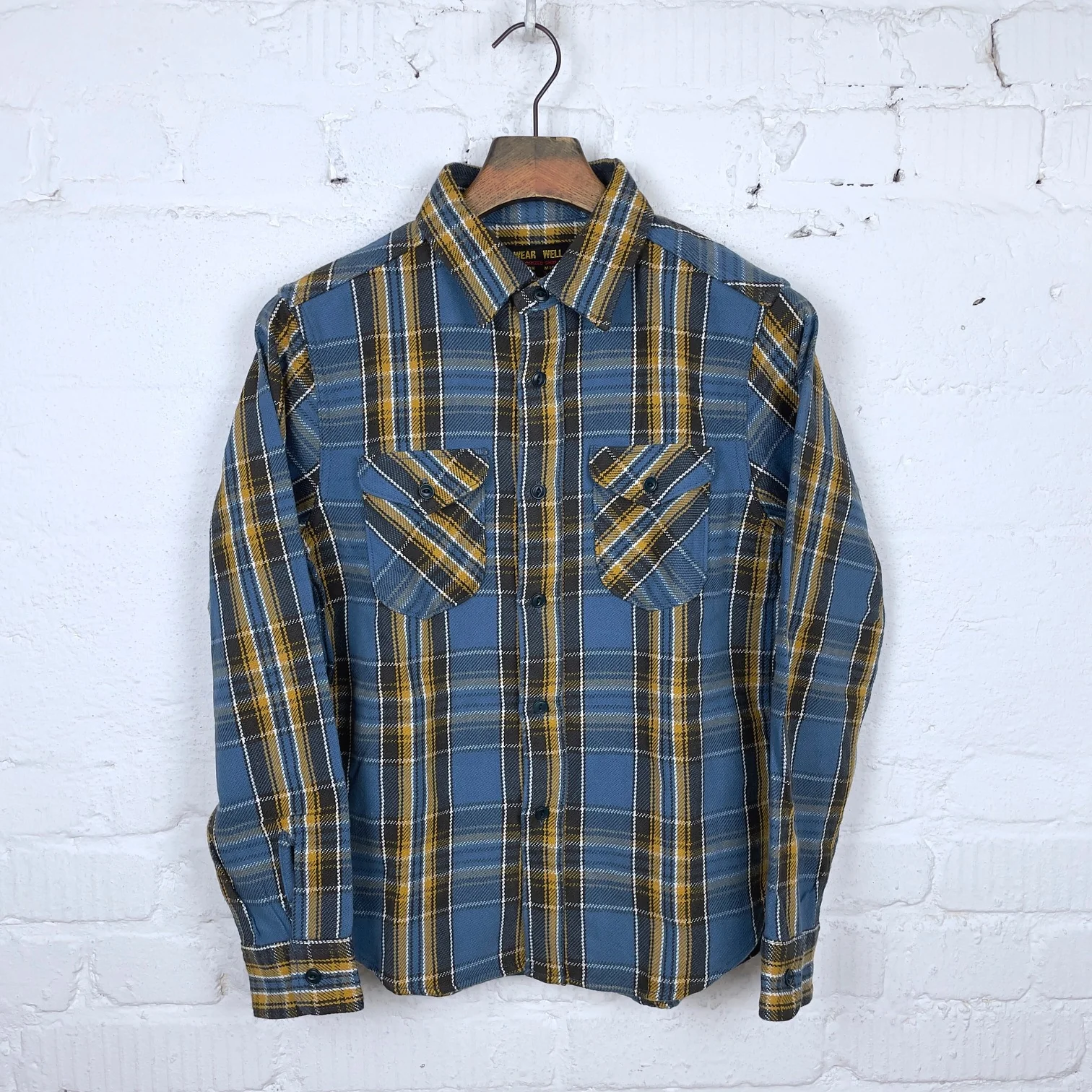 ues | heavy flannel shirt blue