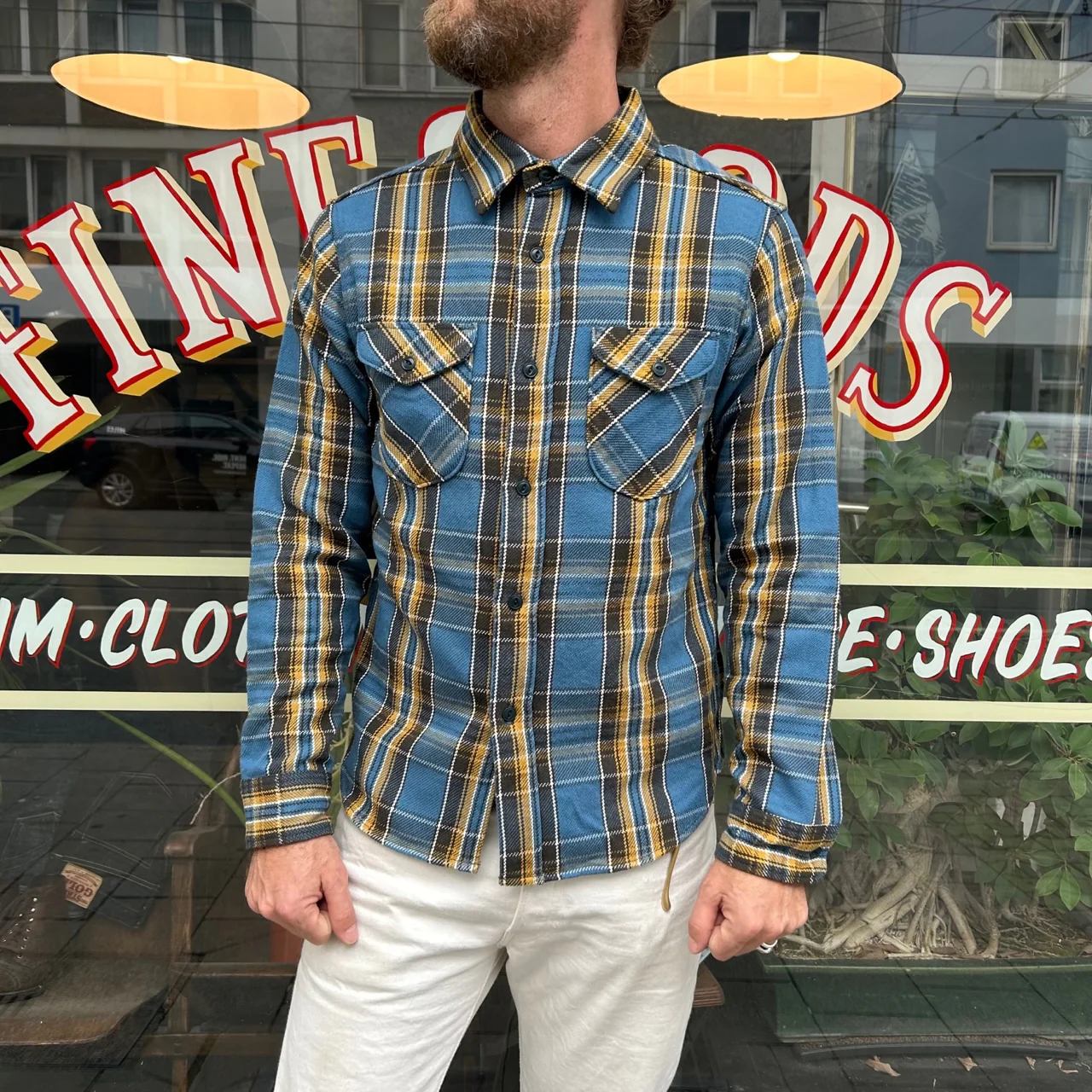 ues | heavy flannel shirt blue - Image 3