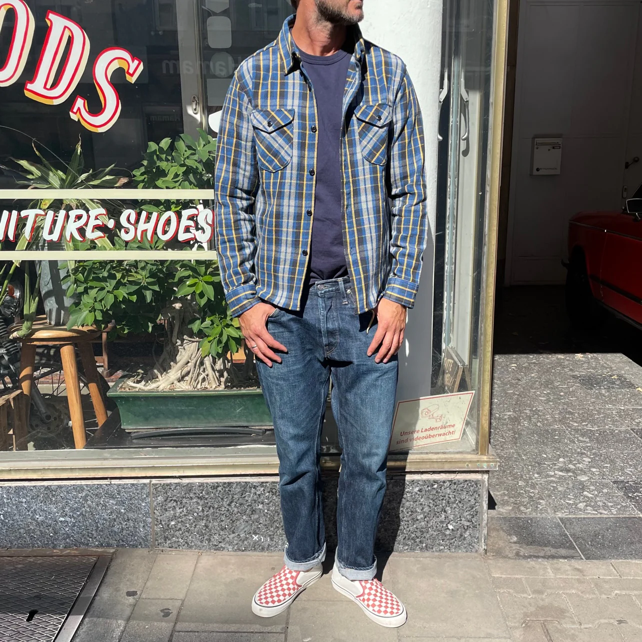 ues | heavy flannel shirt blue - Image 3