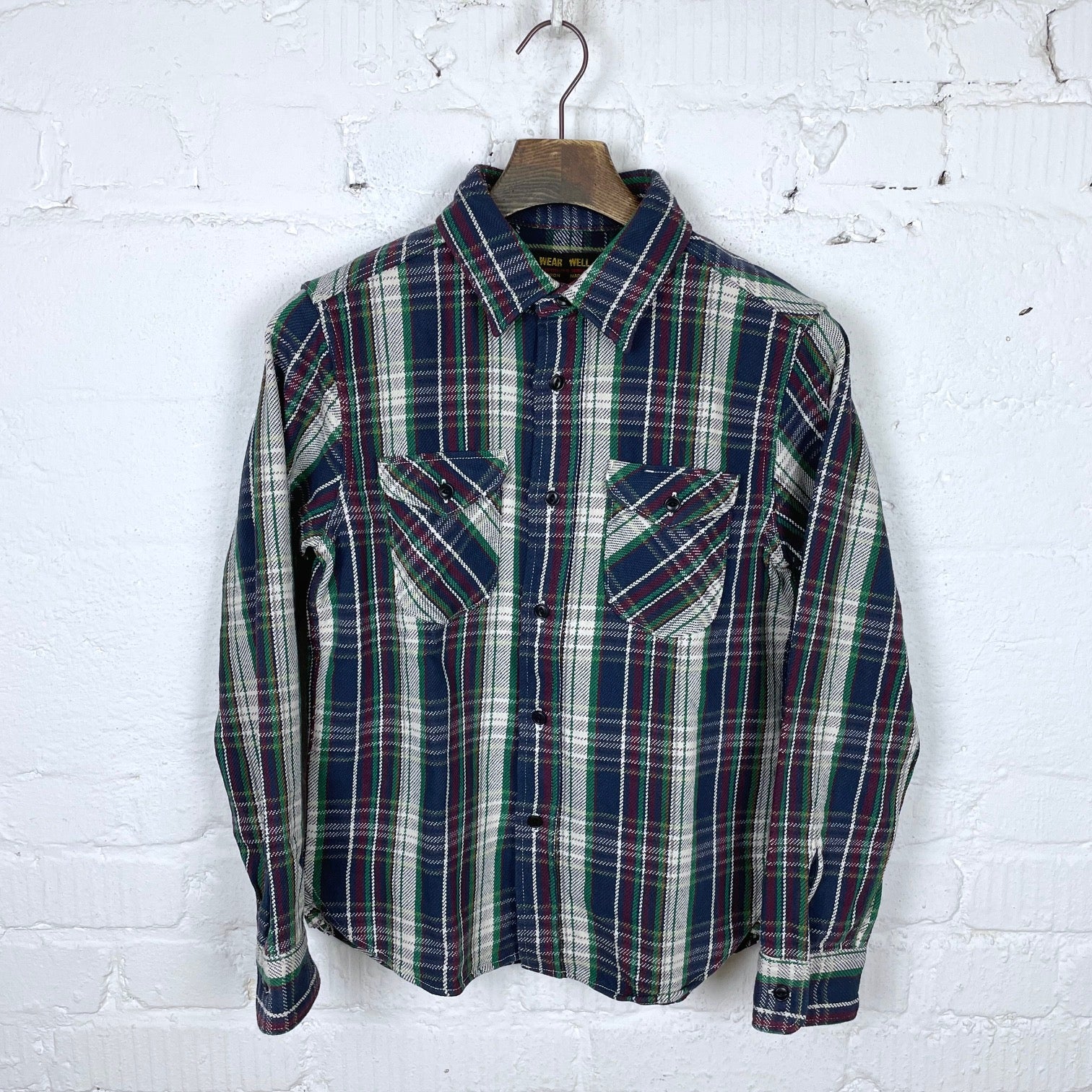 ues | heavy flannel shirt navy