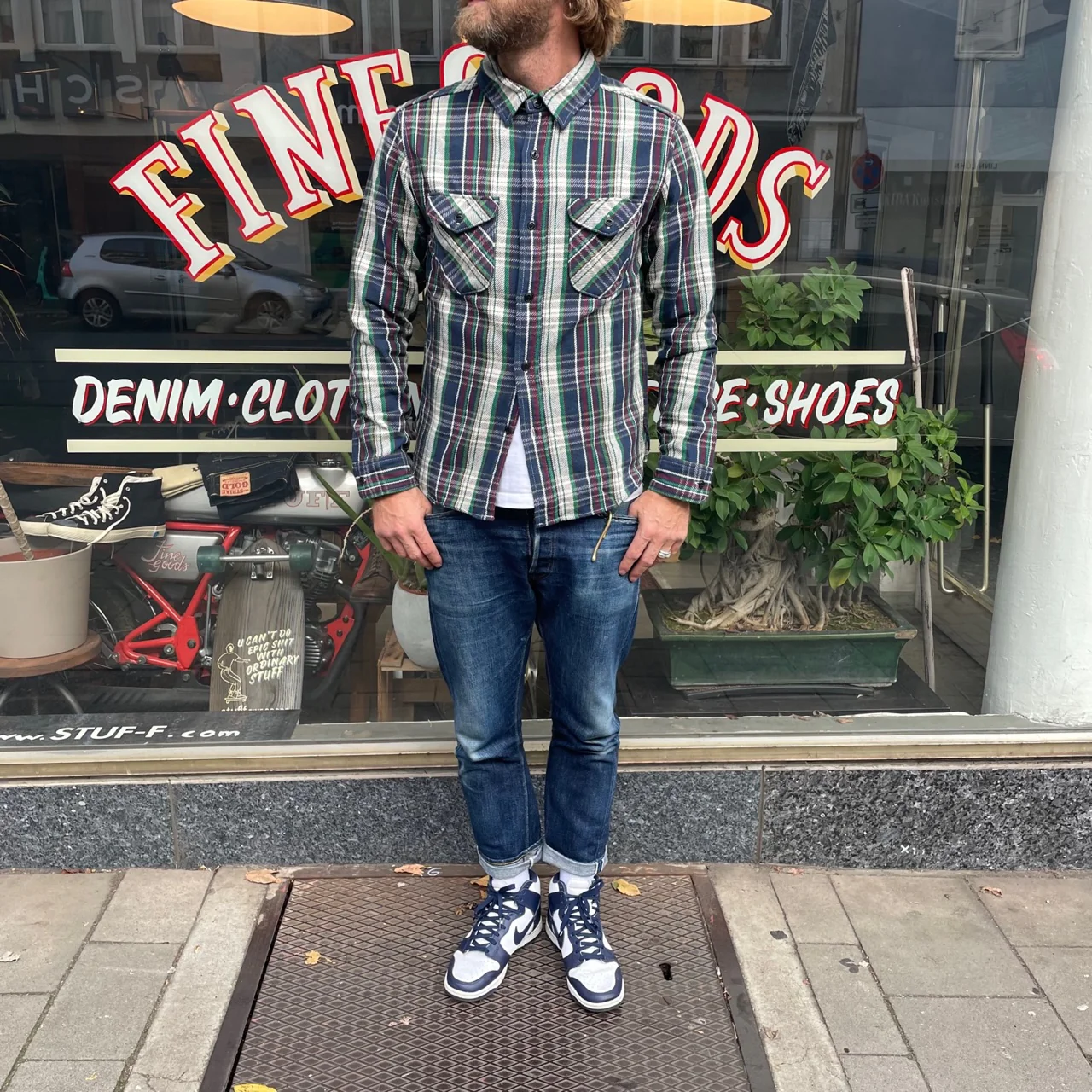 ues | heavy flannel shirt navy - Image 2