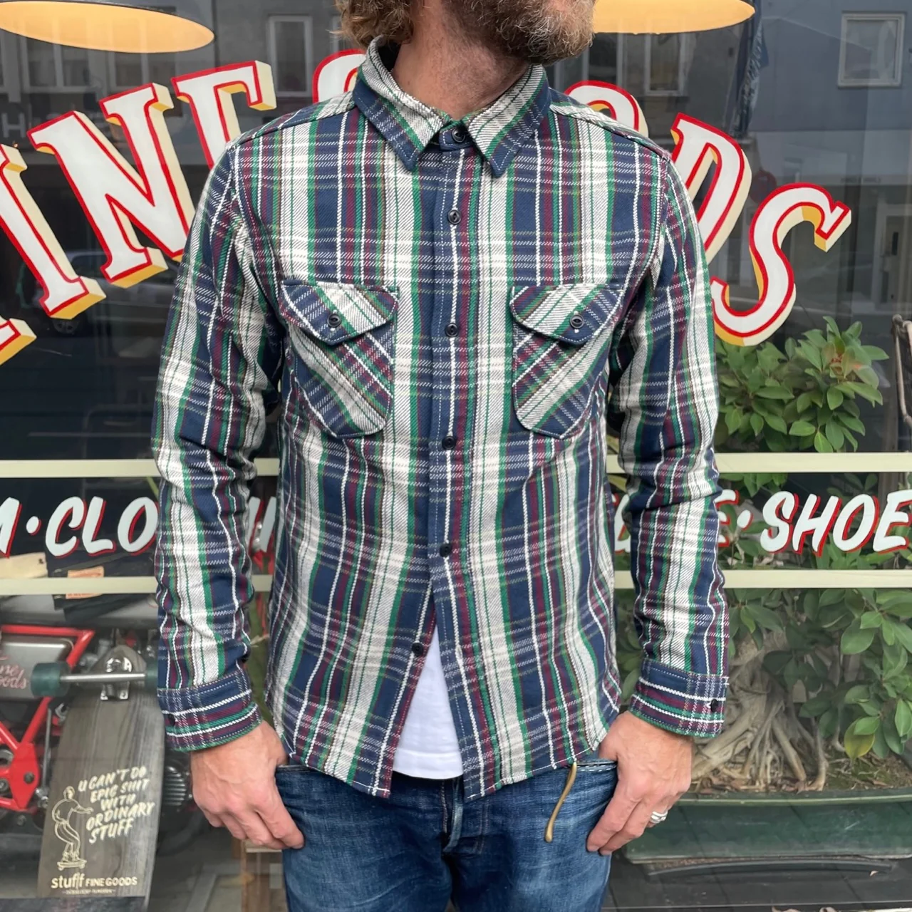 ues | heavy flannel shirt navy - Image 3