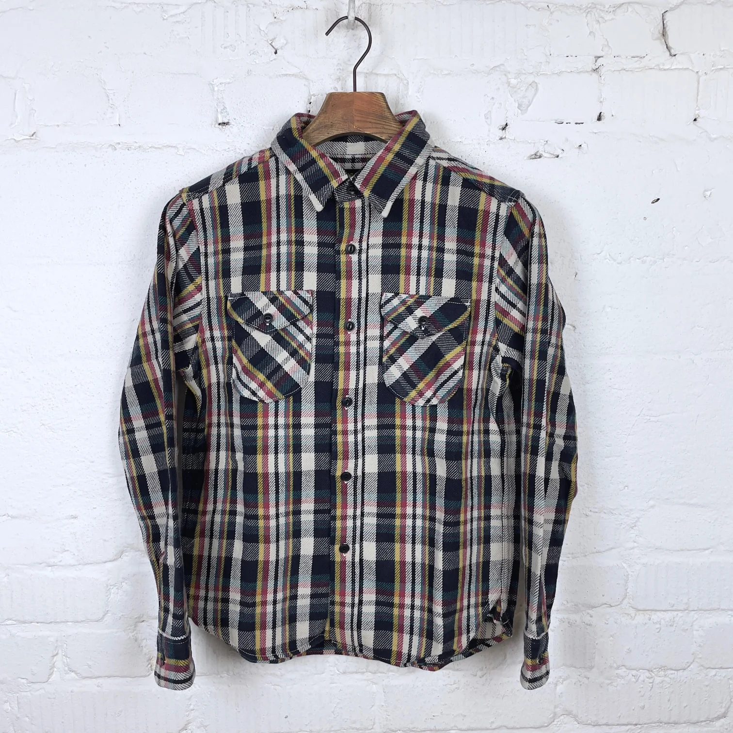 ues | heavy flannel shirt navy