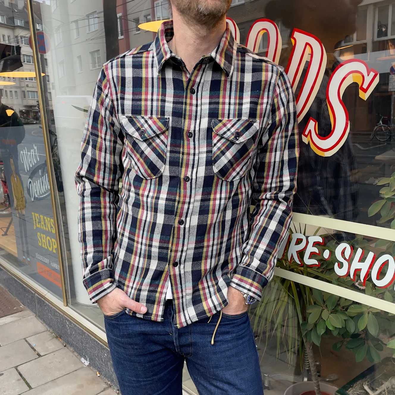 ues | heavy flannel shirt navy - Image 2