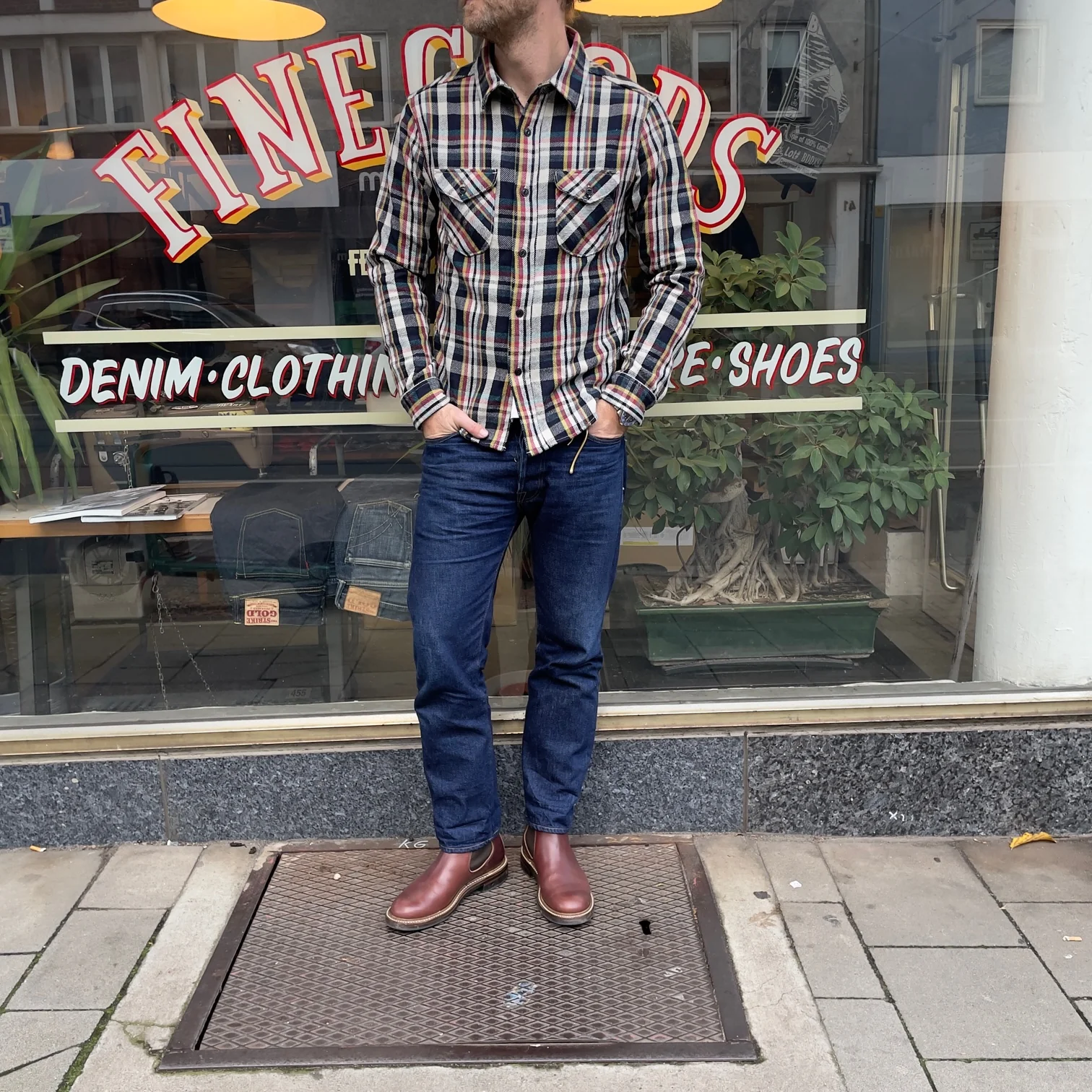 ues | heavy flannel shirt navy - Image 3