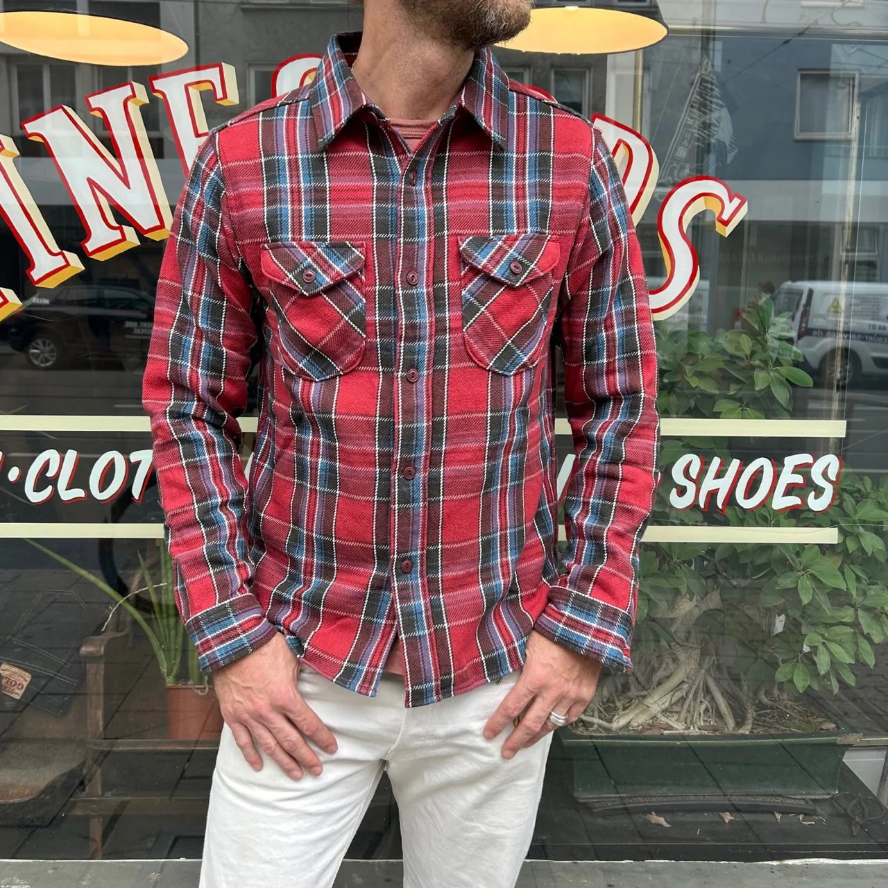 ues | heavy flannel shirt red - Image 3
