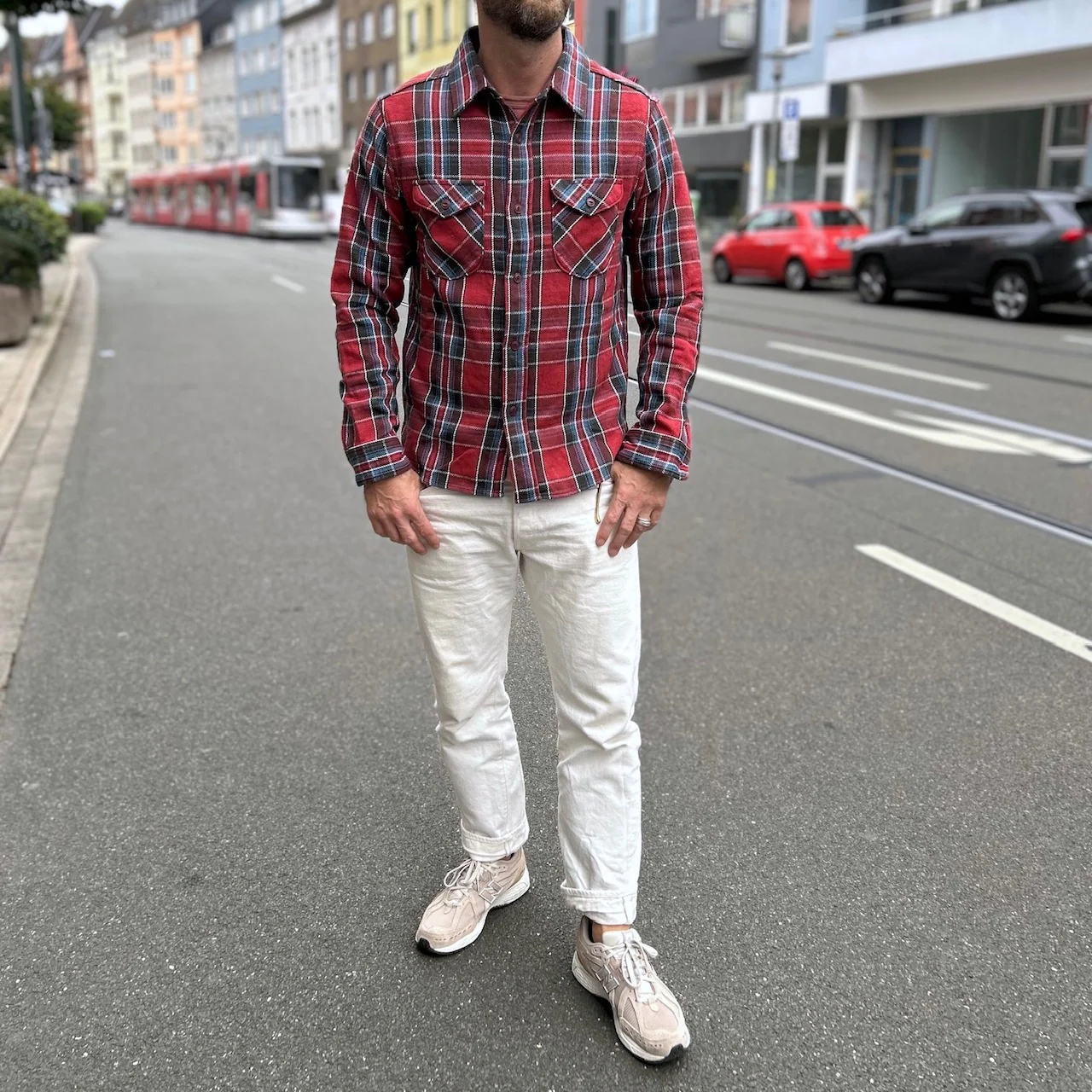 ues | heavy flannel shirt red - Image 4