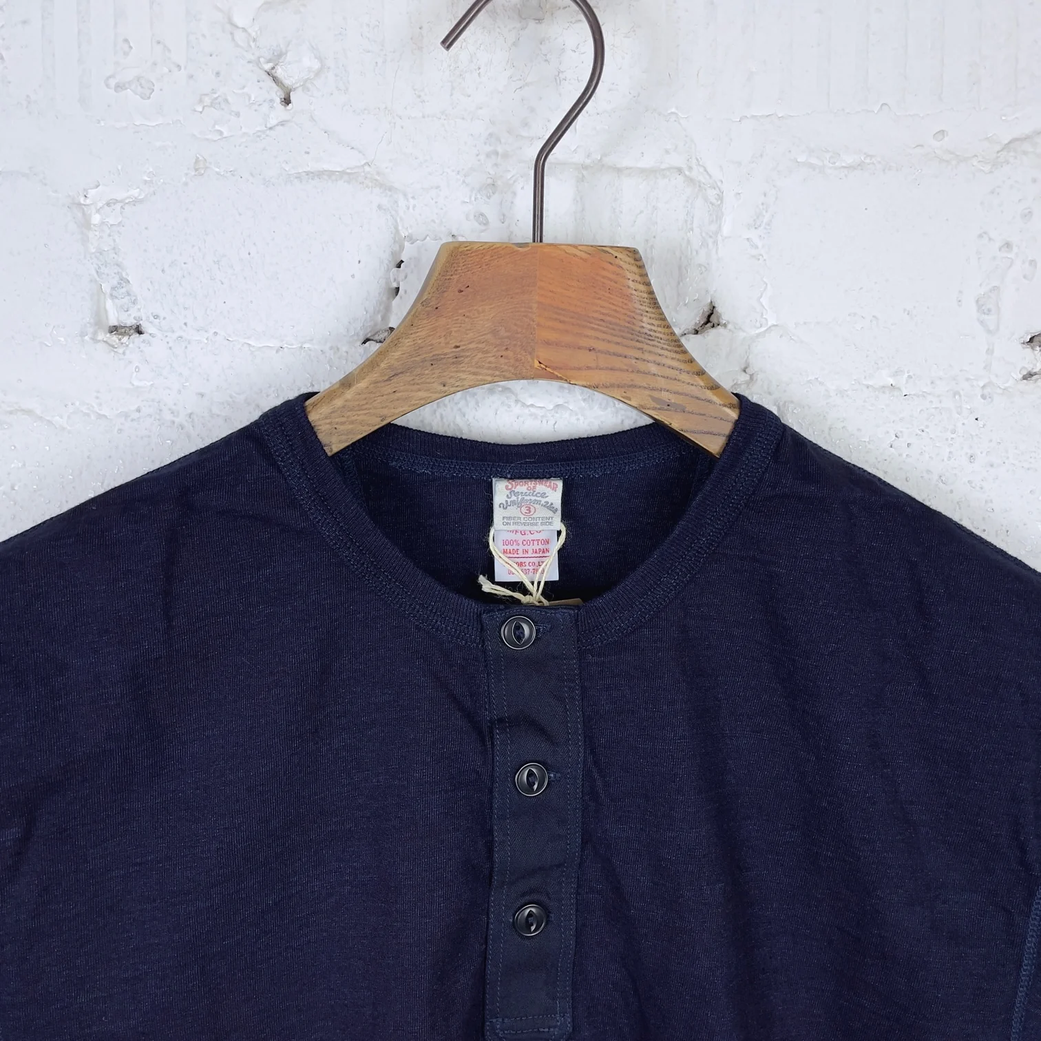 ues | indigo henley neck t-shirt - Image 2