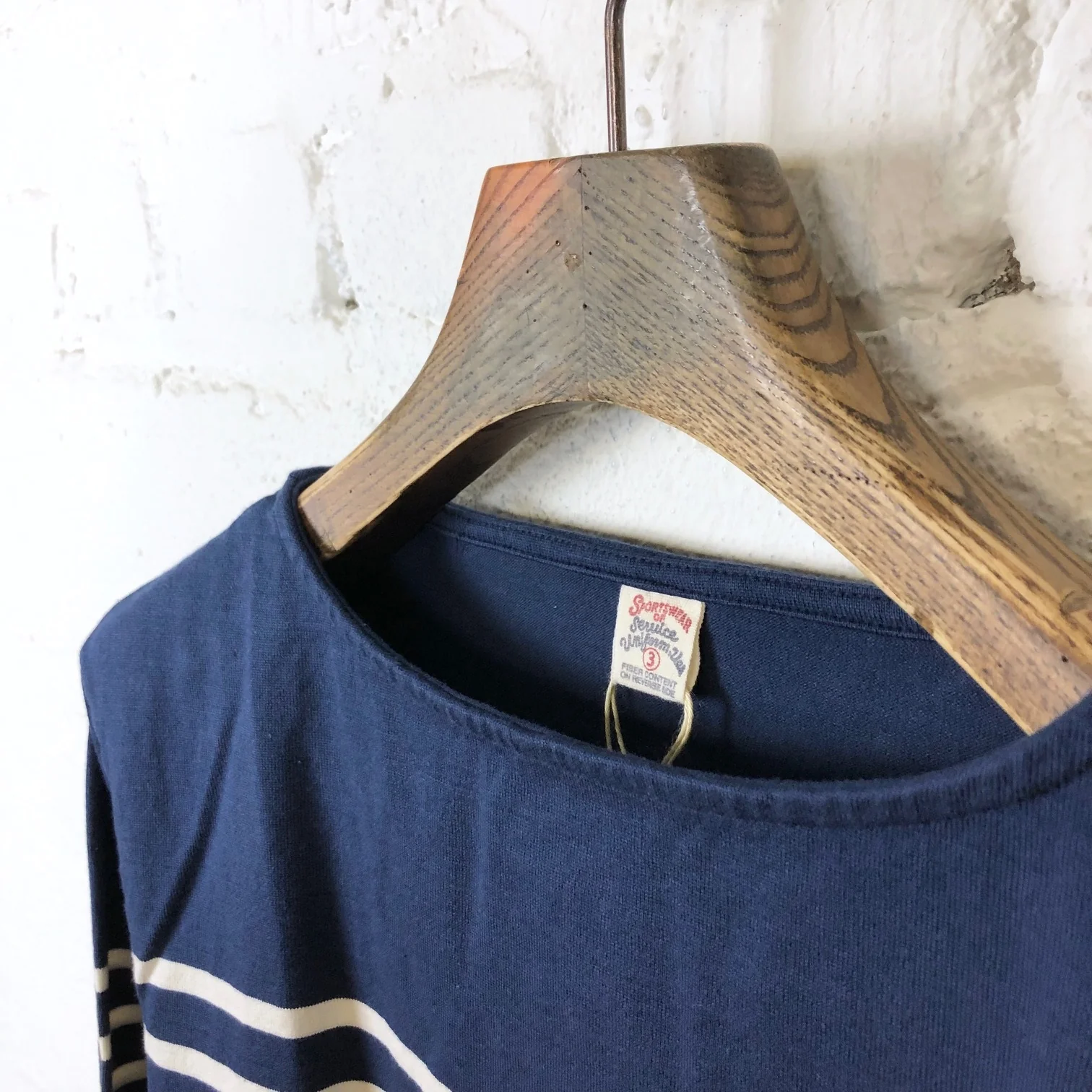 ues | long sleeve stripe t-shirt navy - Image 3
