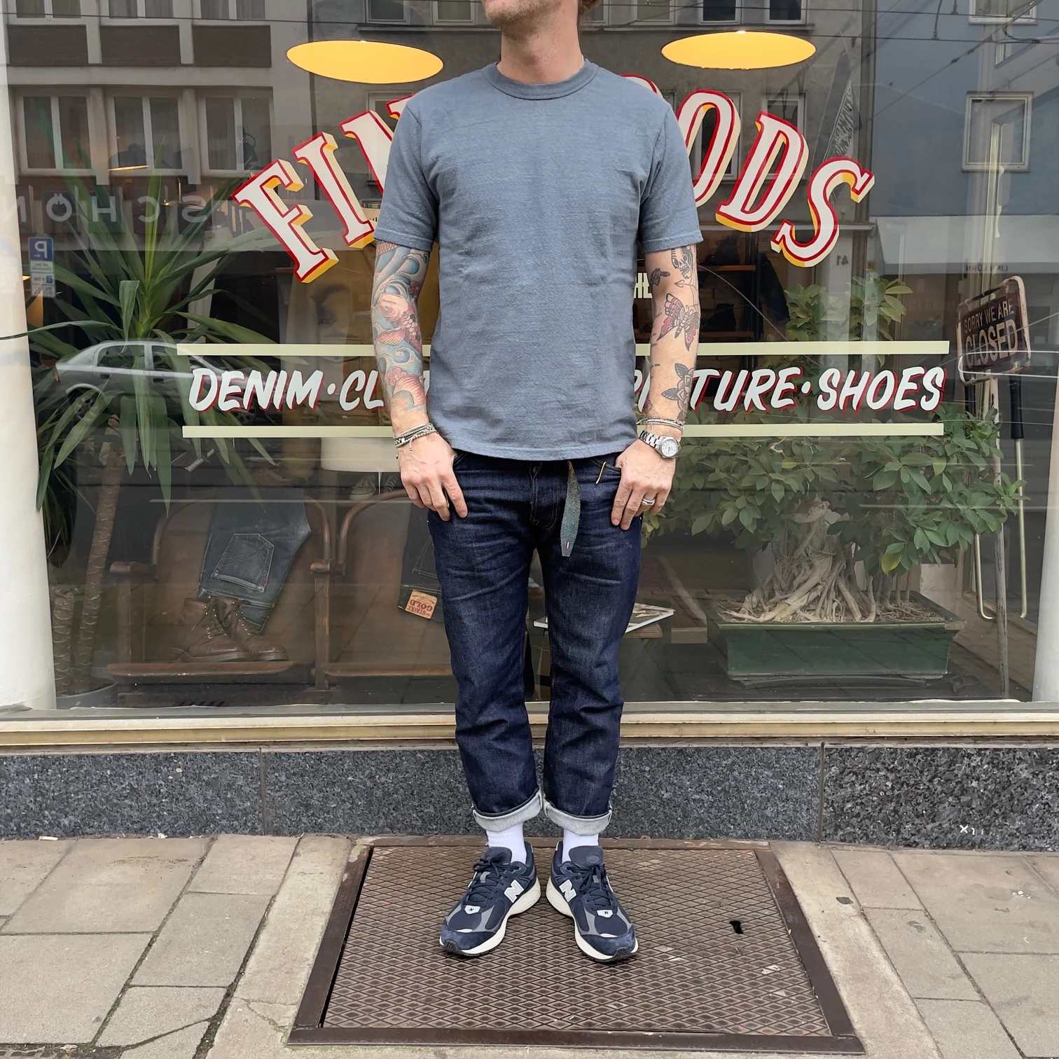 ues | no. 8. slub nep t-shirt - gray (blue) - Image 3