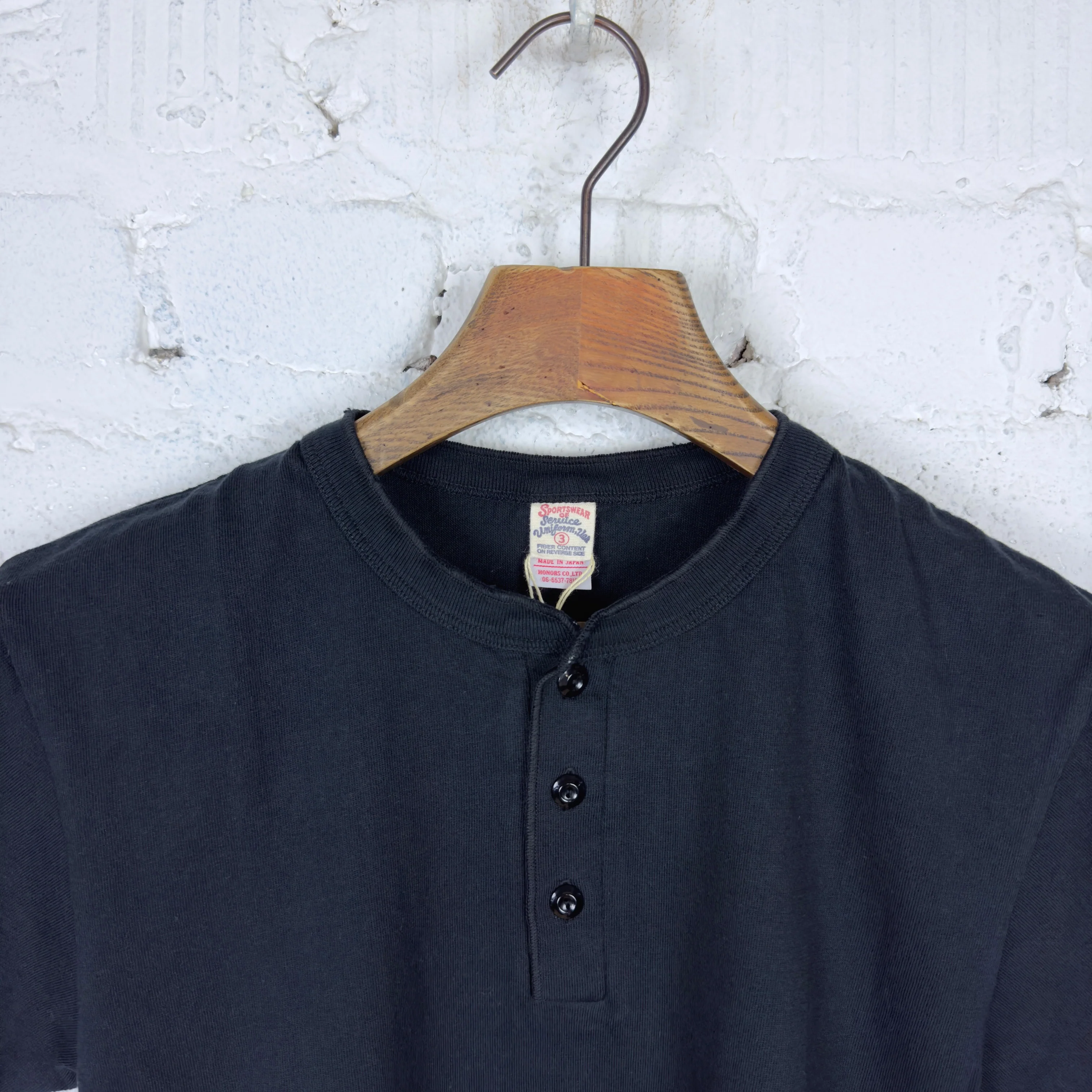 ues | ramayana henley neck t-shirt black - Image 2
