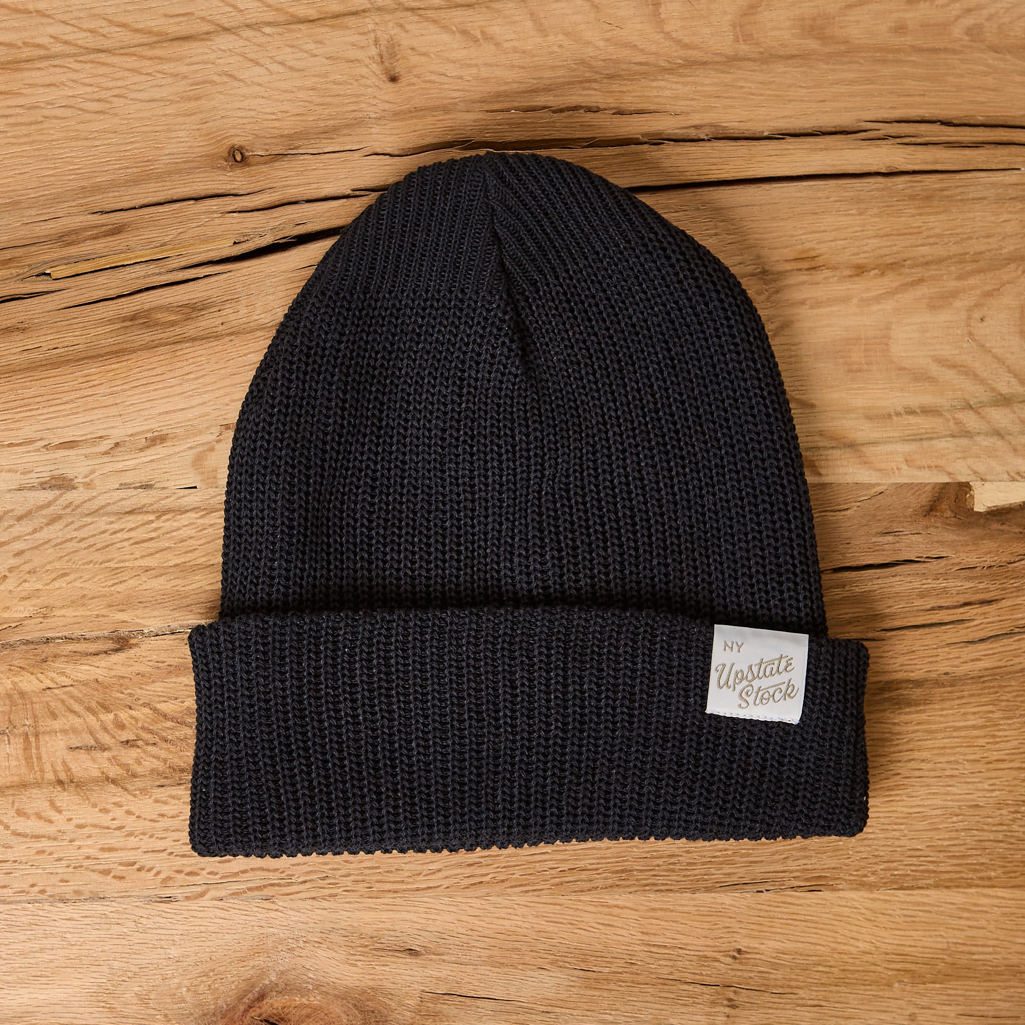 upstate stock | black upcycled cotton watchcap