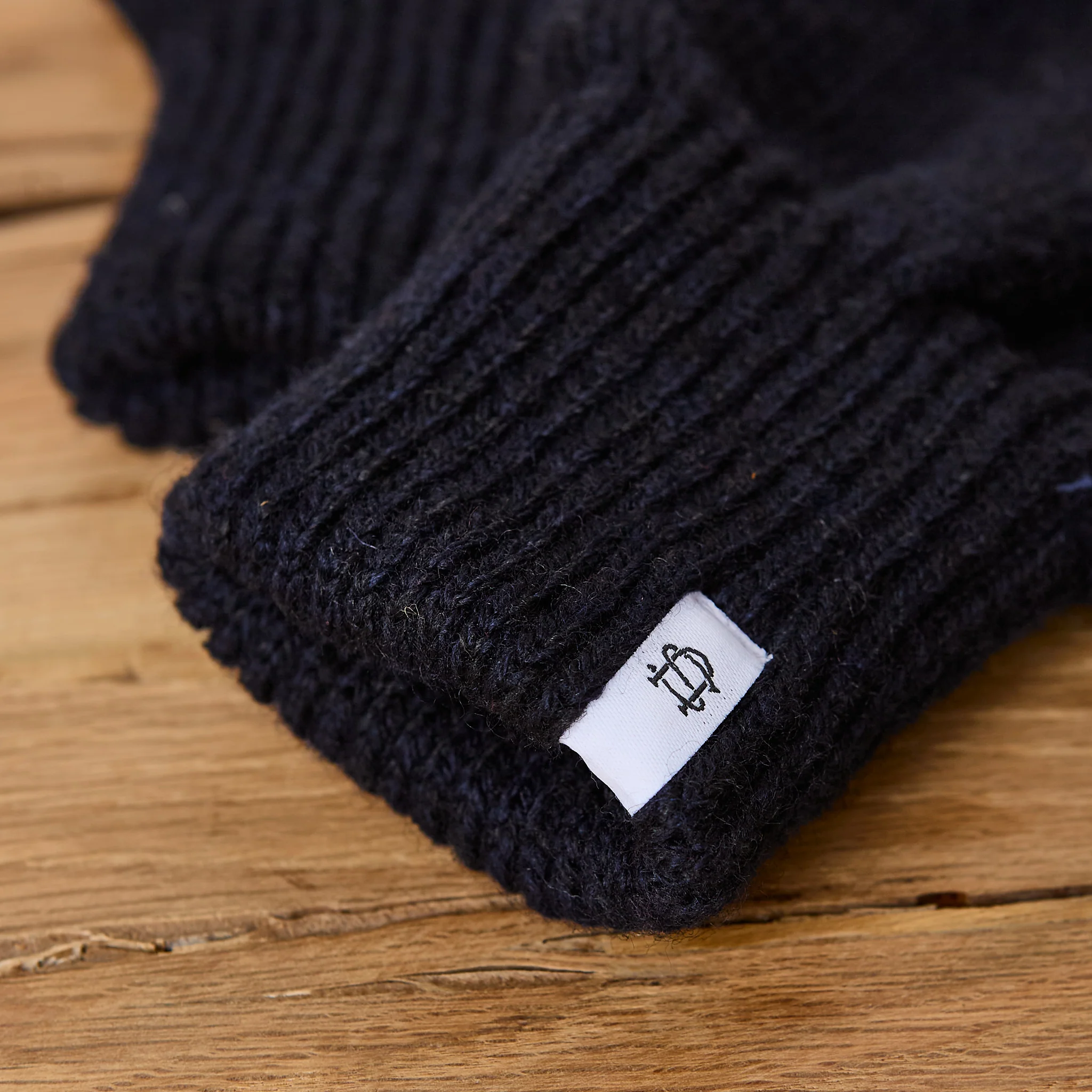 upstate stock | navy melange fingerless glove with natural deerskin - Image 2