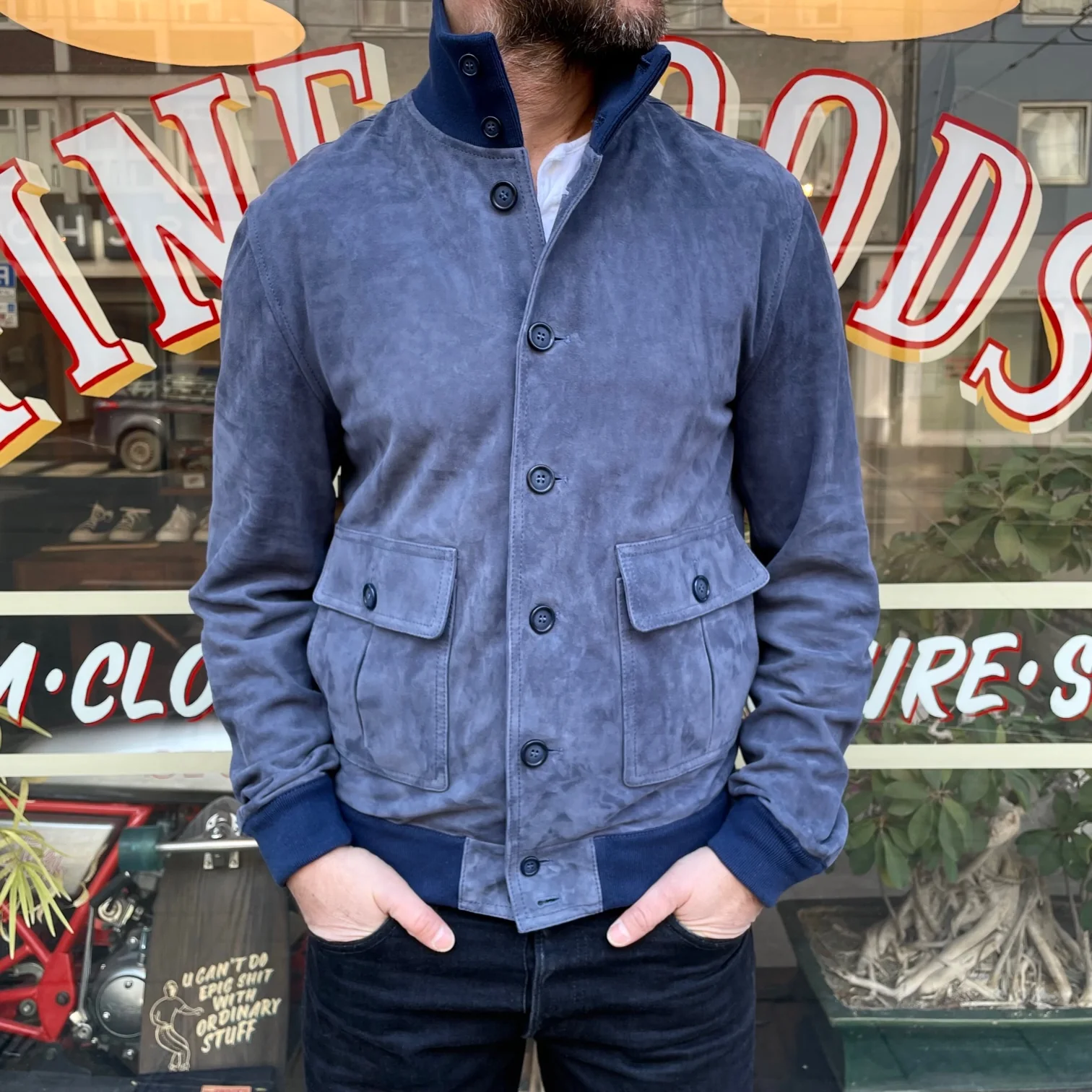 valstar | valstarino slim-fit unlined suede bomber jacket balena - Image 3