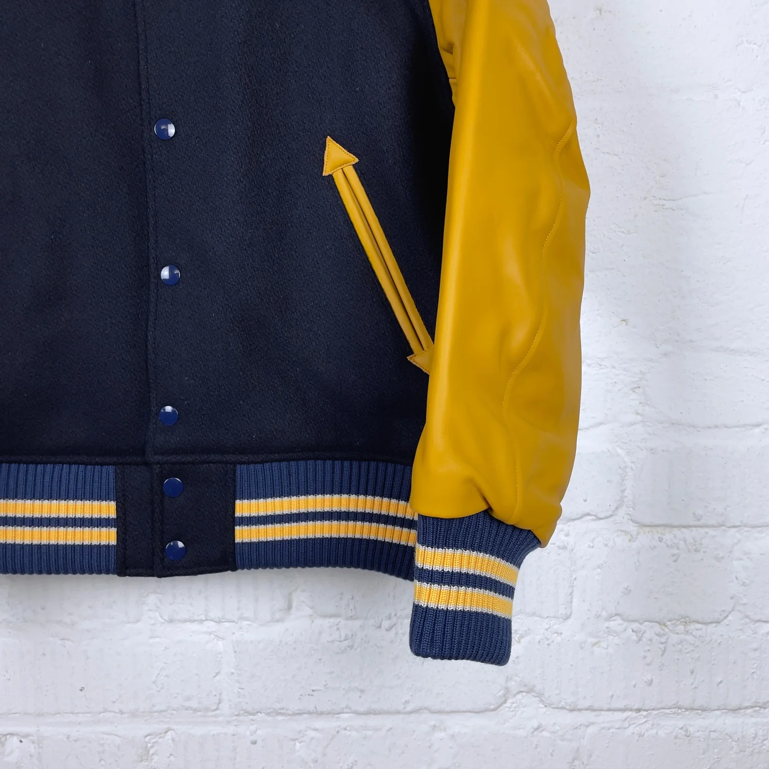 whitesville | 30oz wool melton award jacket “solid” - navy x gold - Image 4