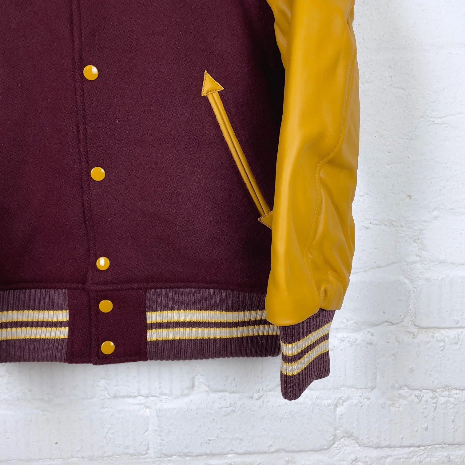 whitesville | 30oz wool melton award jacket “solid” - wine x gold - Image 4