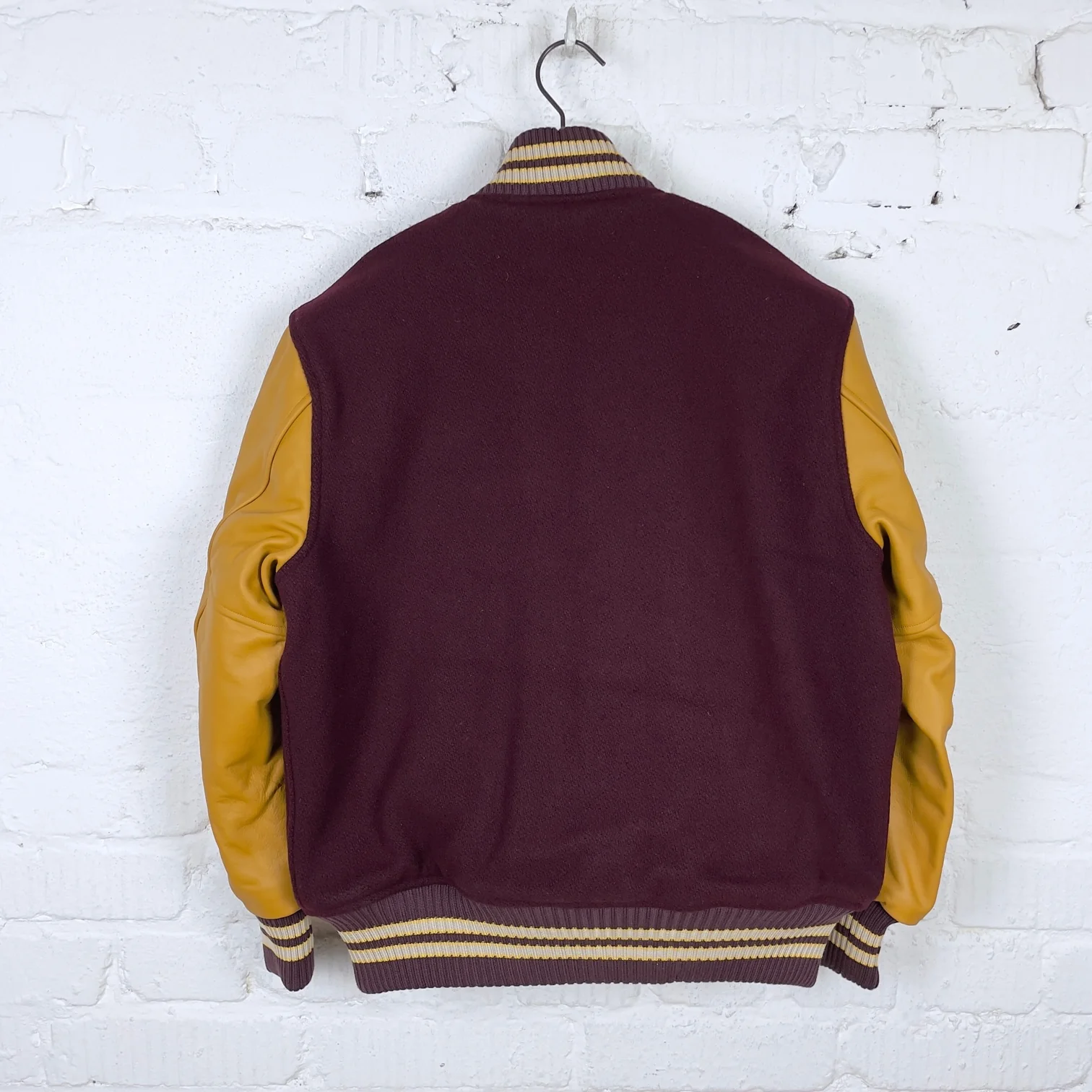 whitesville | 30oz wool melton award jacket “solid” - wine x gold - Image 5