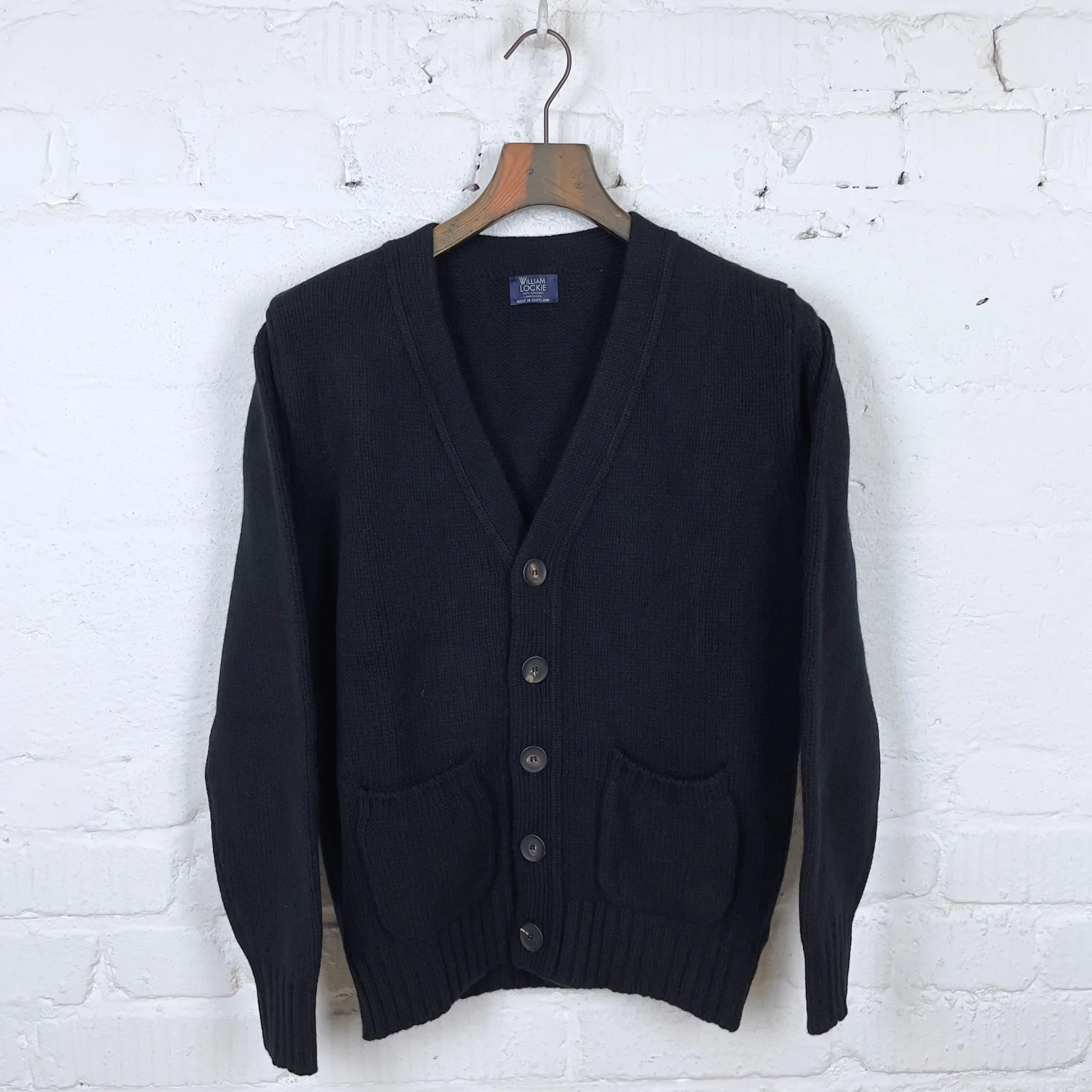 william lockie x stuf|f | lonny 2-pocket cardigan lambswool - black