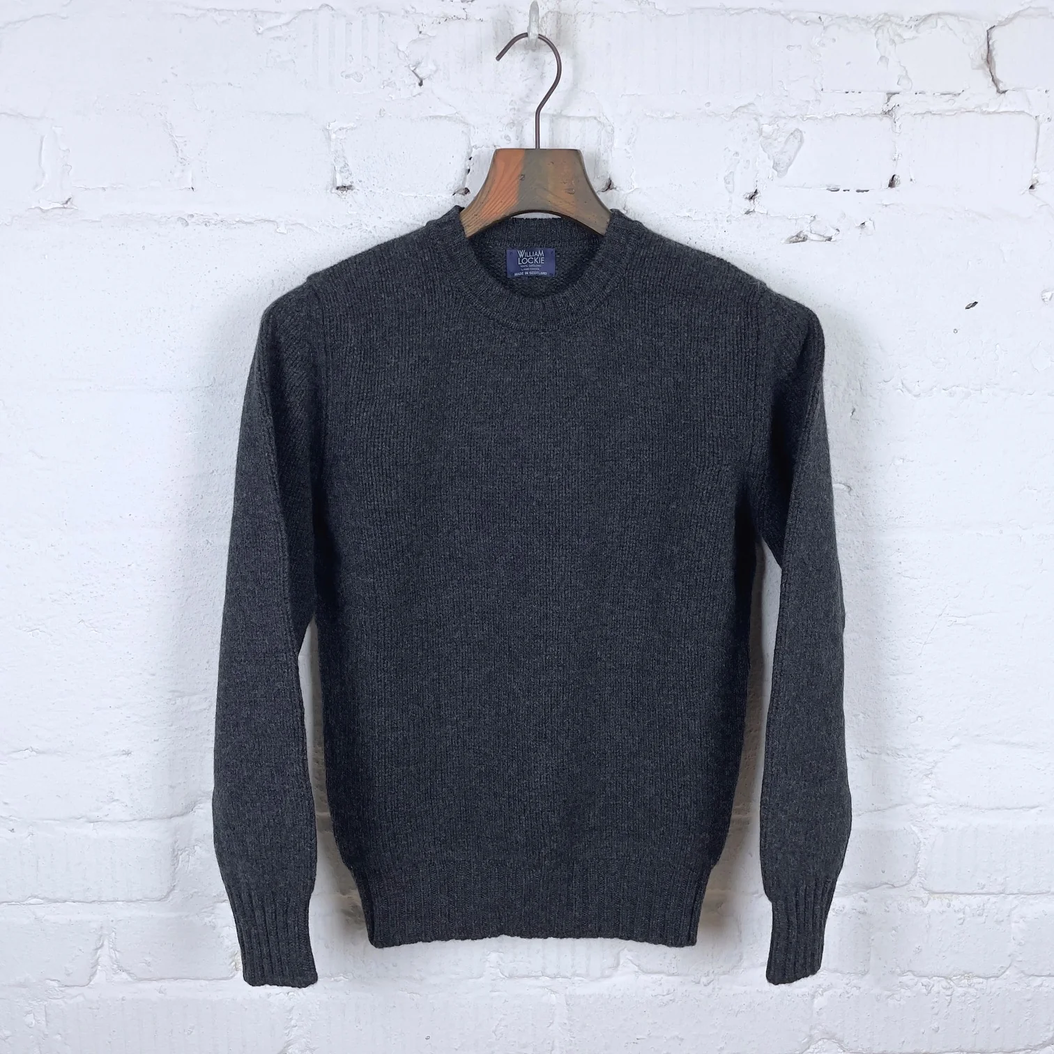 william lockie x stuf|f | lonny 4-ply crew neck sweater - charcoal