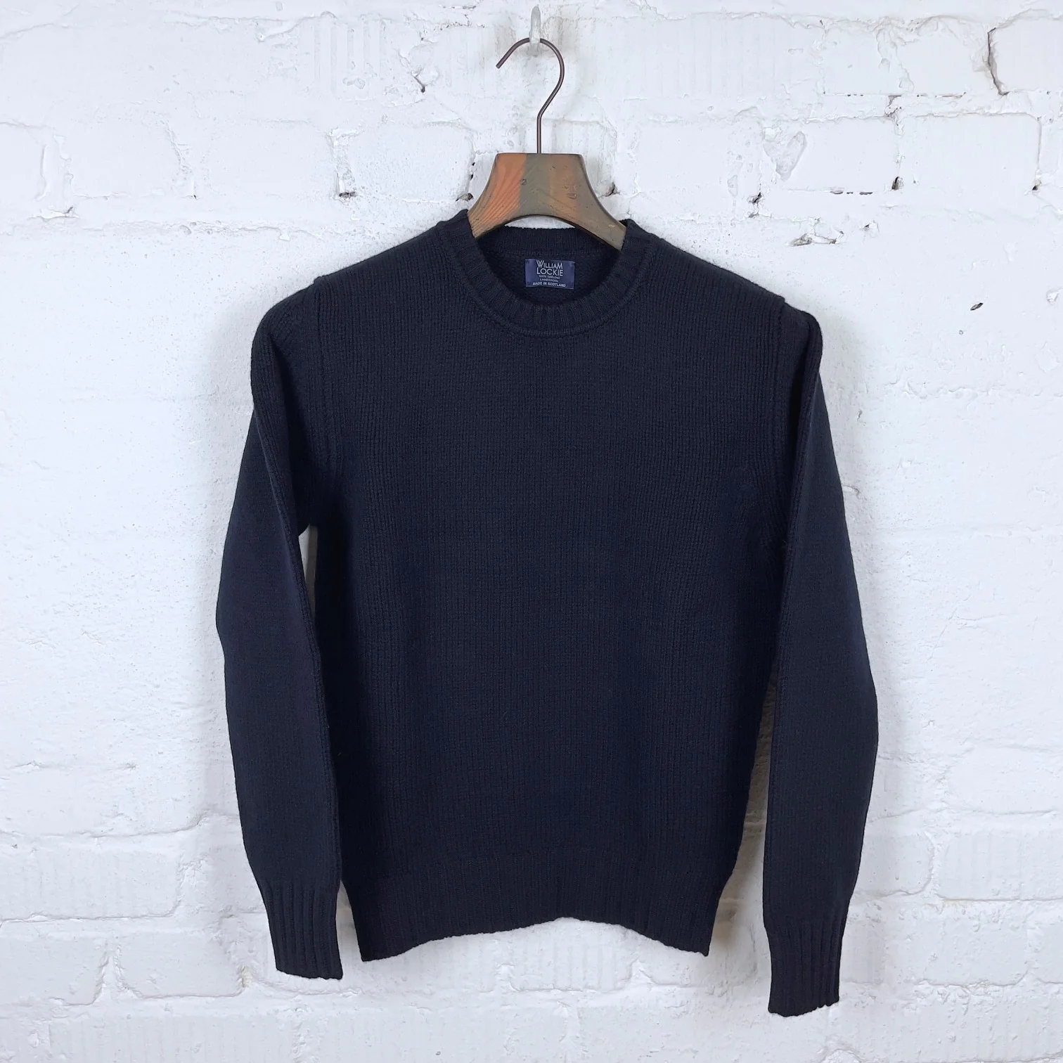 william lockie x stuf|f | lonny 4-ply crew neck sweater - dk. navy
