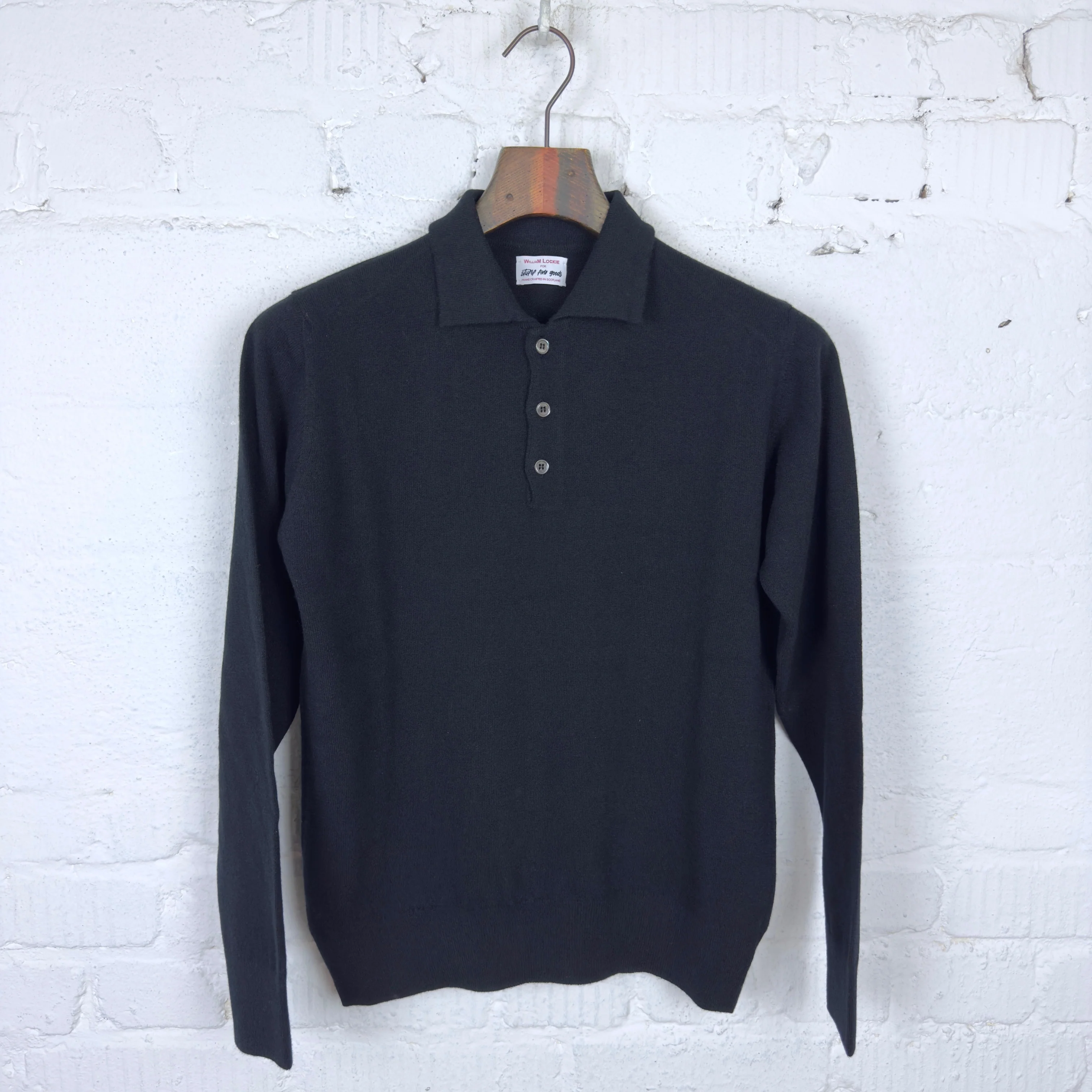william lockie x stuf|f | super geelong knit polo - black