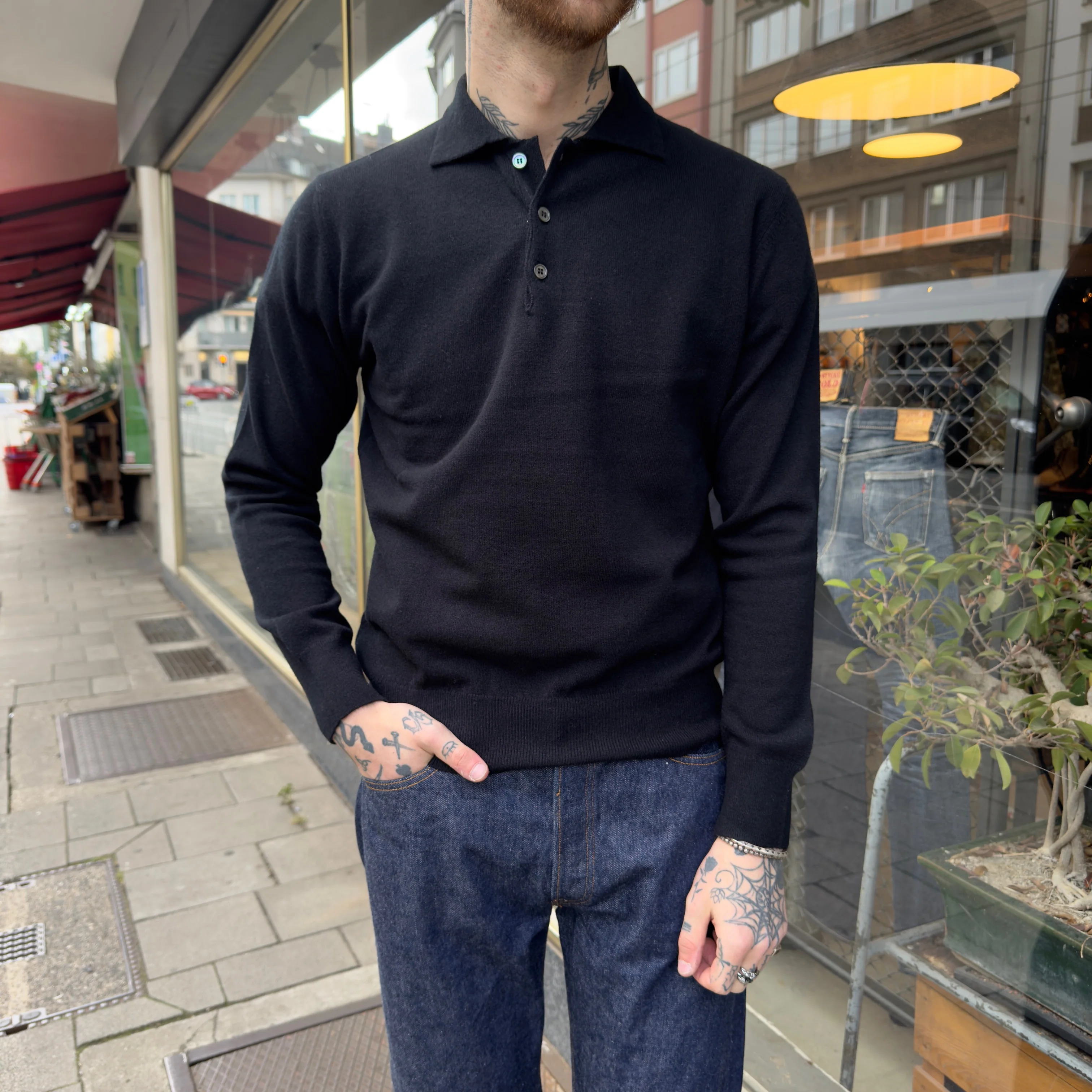 william lockie x stuf|f | super geelong knit polo - black - Image 2