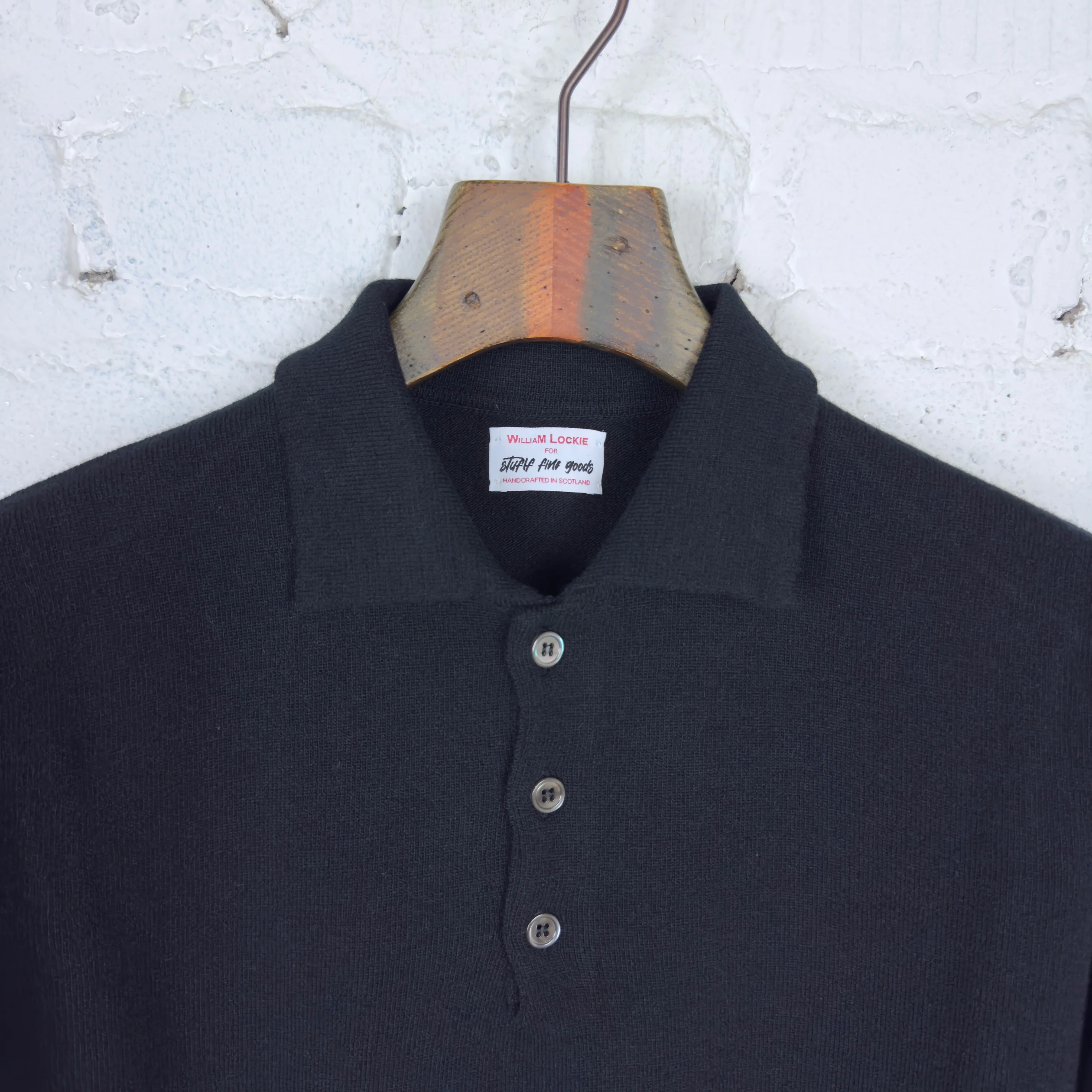 william lockie x stuf|f | super geelong knit polo - black - Image 3