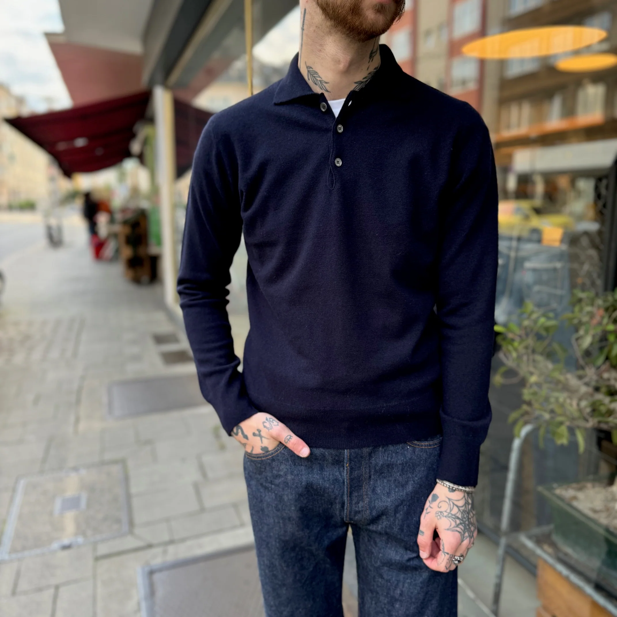 william lockie x stuf|f | super geelong knit polo - dark navy - Image 2